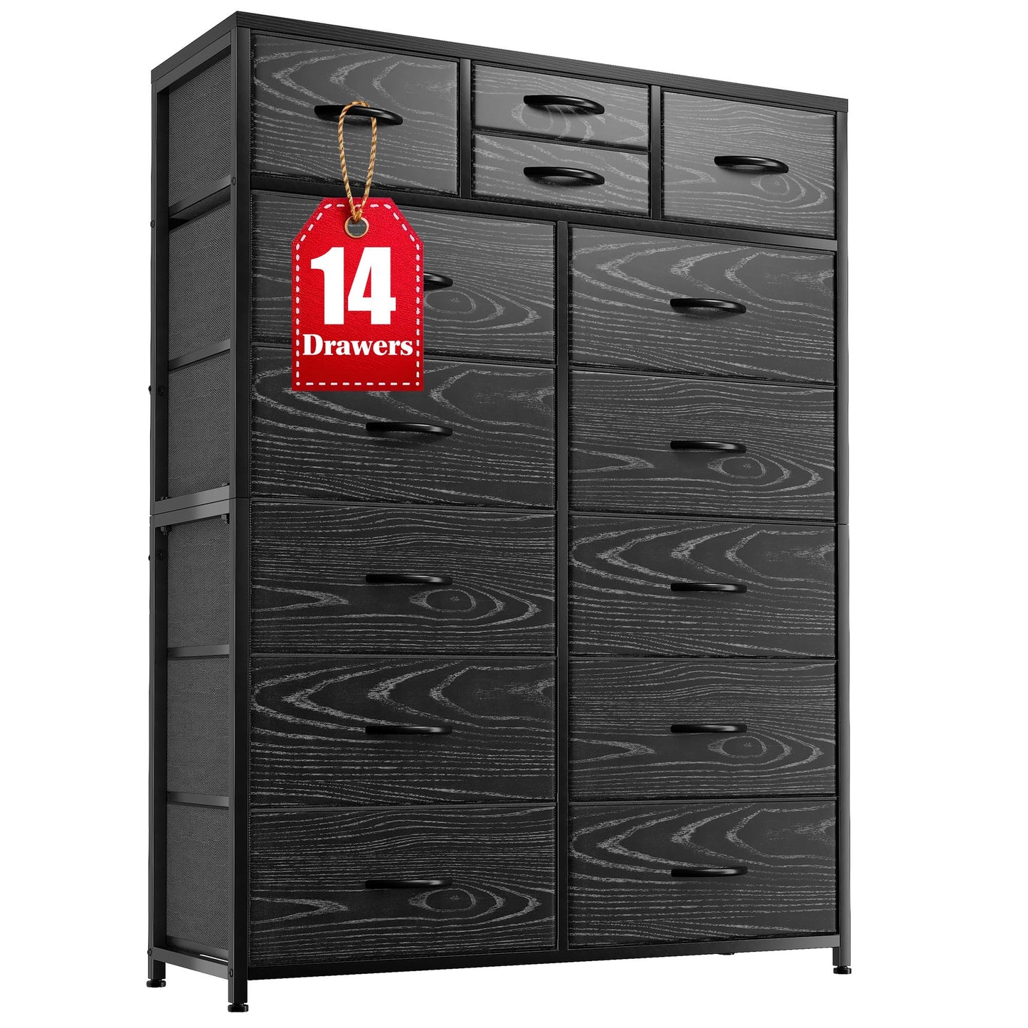 14-Drawer Fabric Dresser – Grey