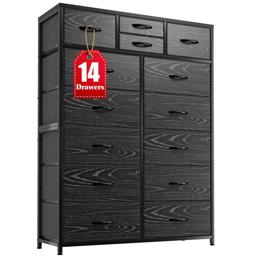 14-Drawer Fabric Dresser – Grey