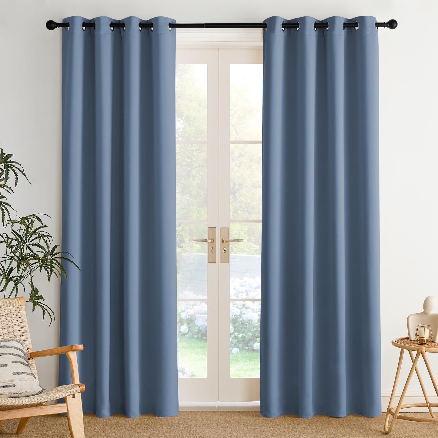 NICETOWN Blackout Curtains – 2 Panels, Grey, 63"
