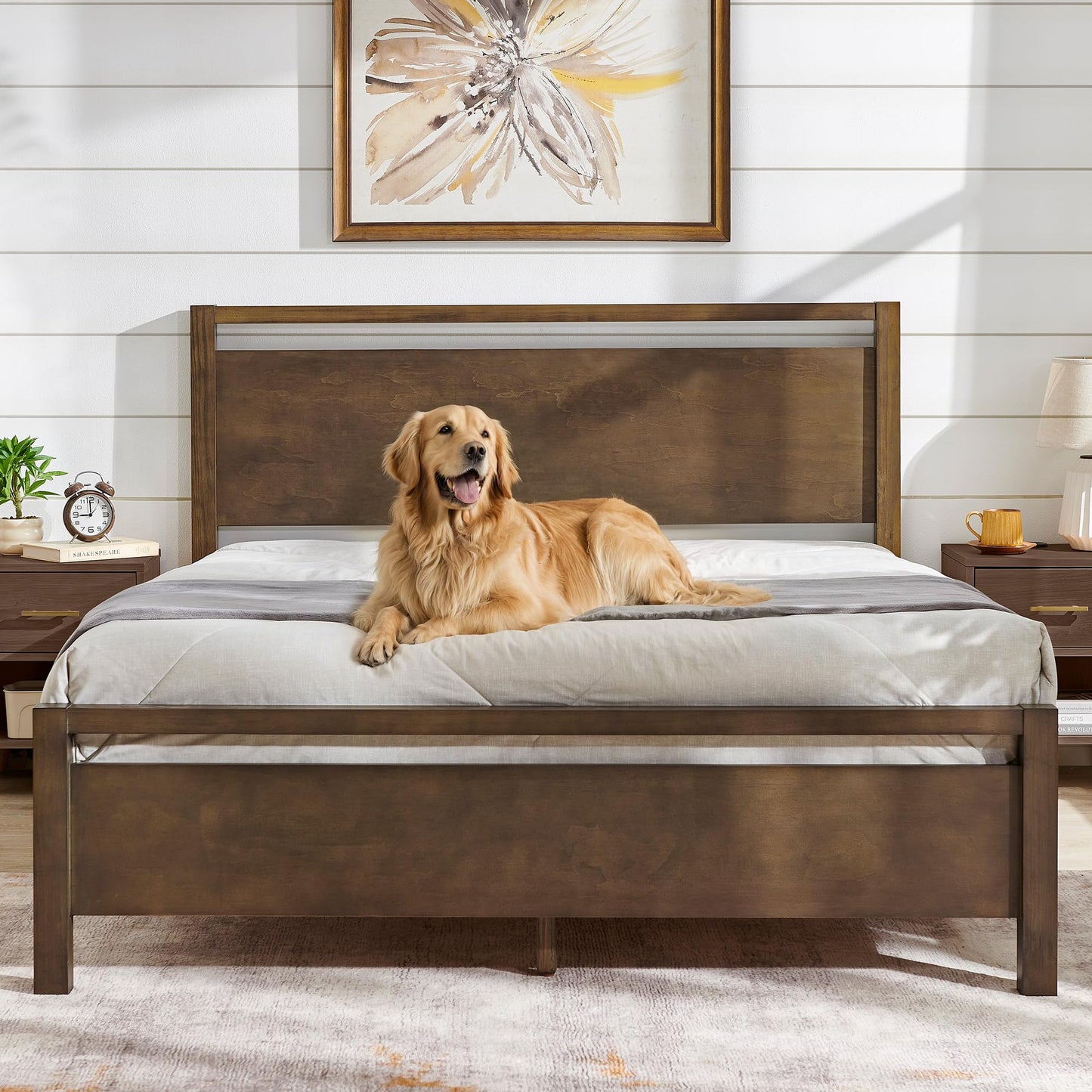 AMERLIFE King Bed Frame – Dark Brown