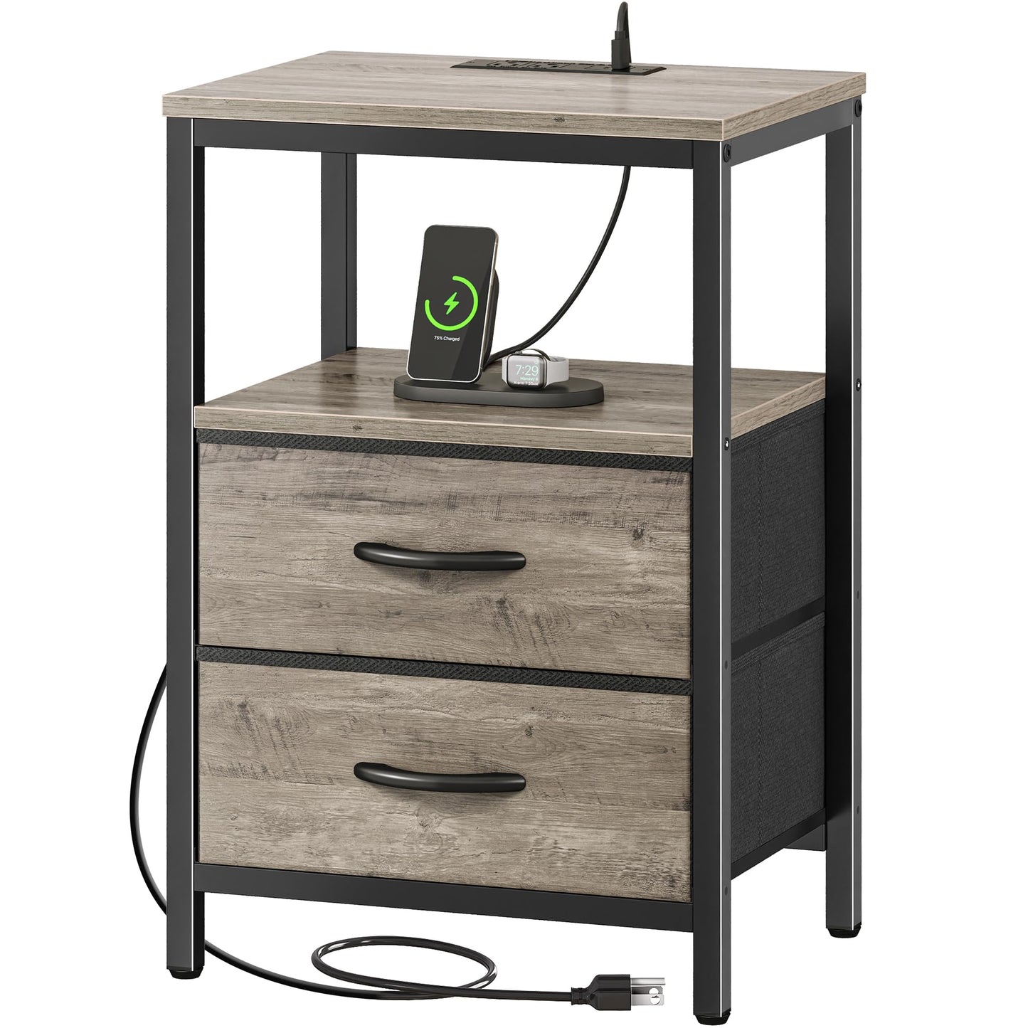 Huuger Nightstand – Rustic Brown/Black