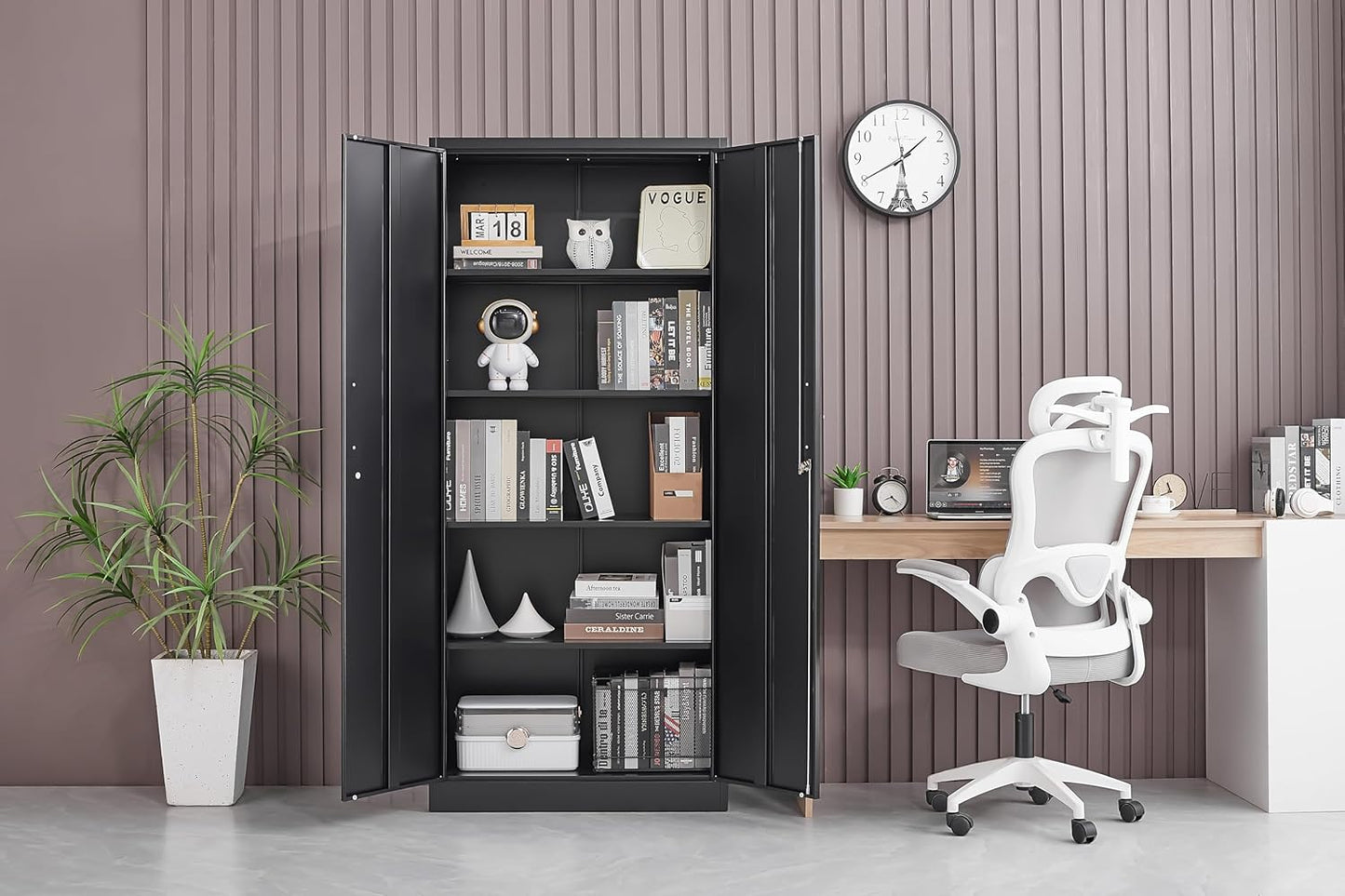 Metal Storage Cabinet – Black, 71"