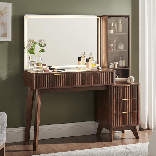 T4TREAM 48" Fluted Makeup Vanity Desk – Oak