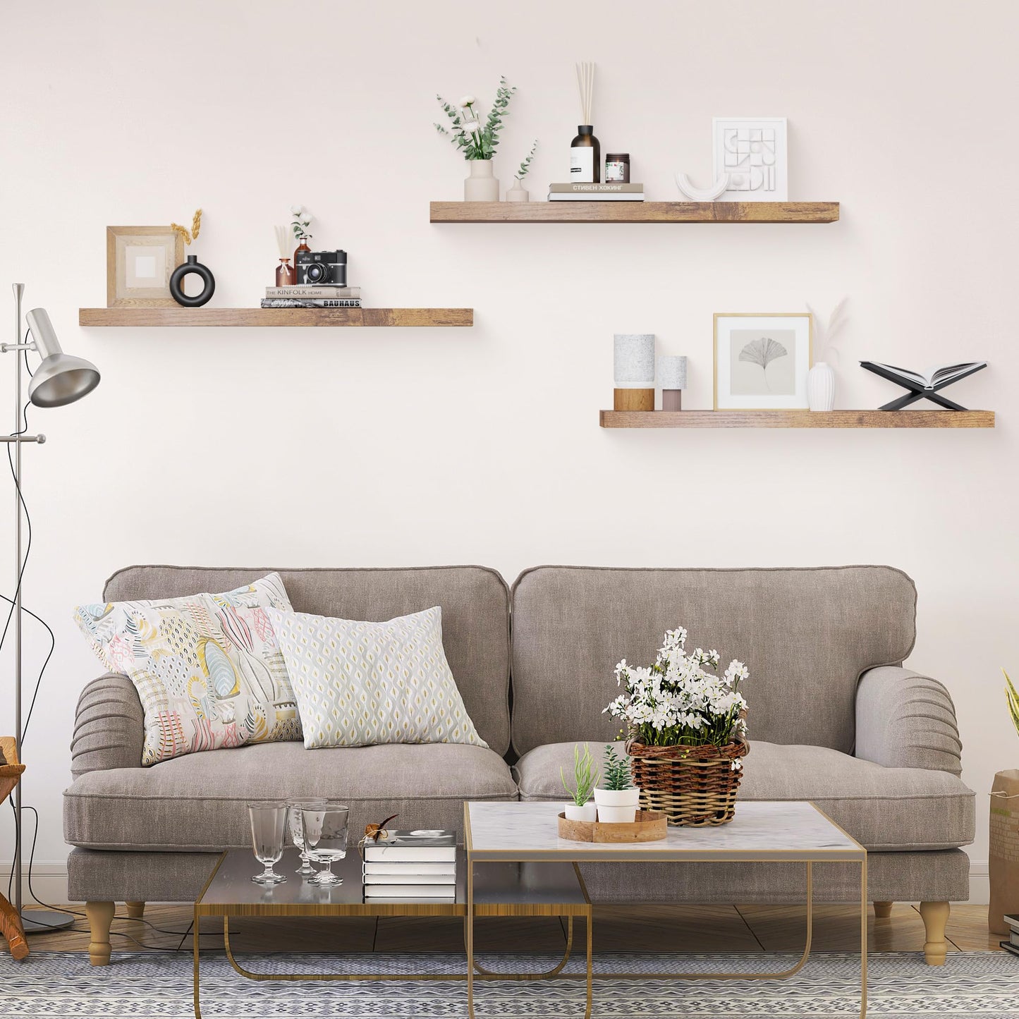 Colima 36" Brown Floating Shelves, 3-Pack
