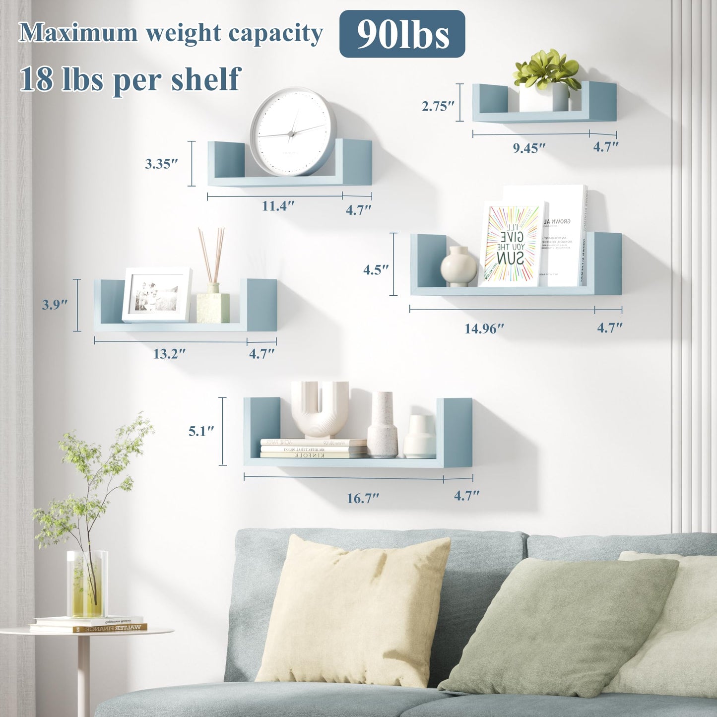 SRIWATANA Floating Shelves 5-Pack