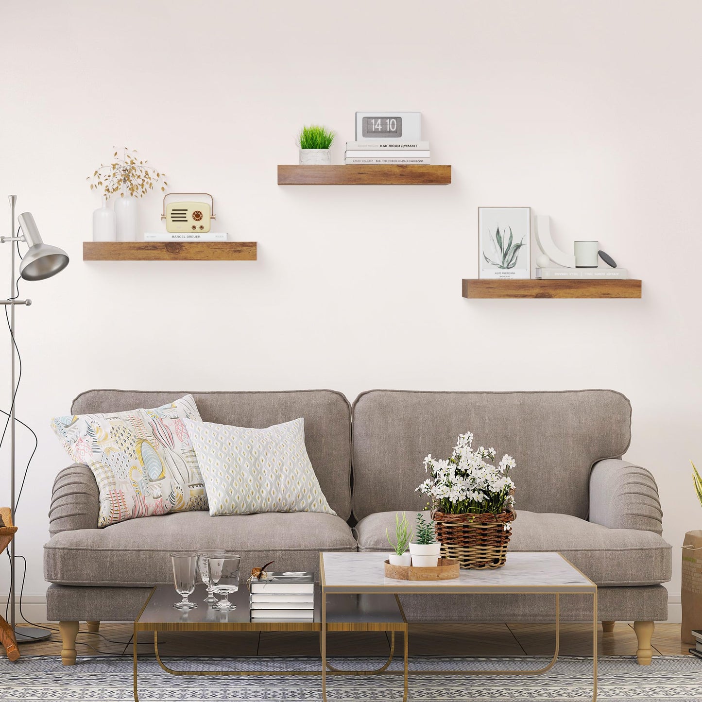 Colima 36" Brown Floating Shelves, 3-Pack
