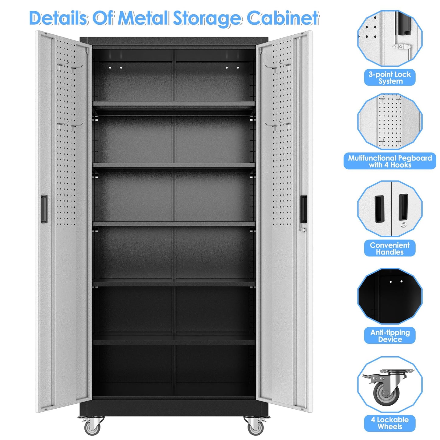 Aobabo Metal Garage Storage Cabinet – Black