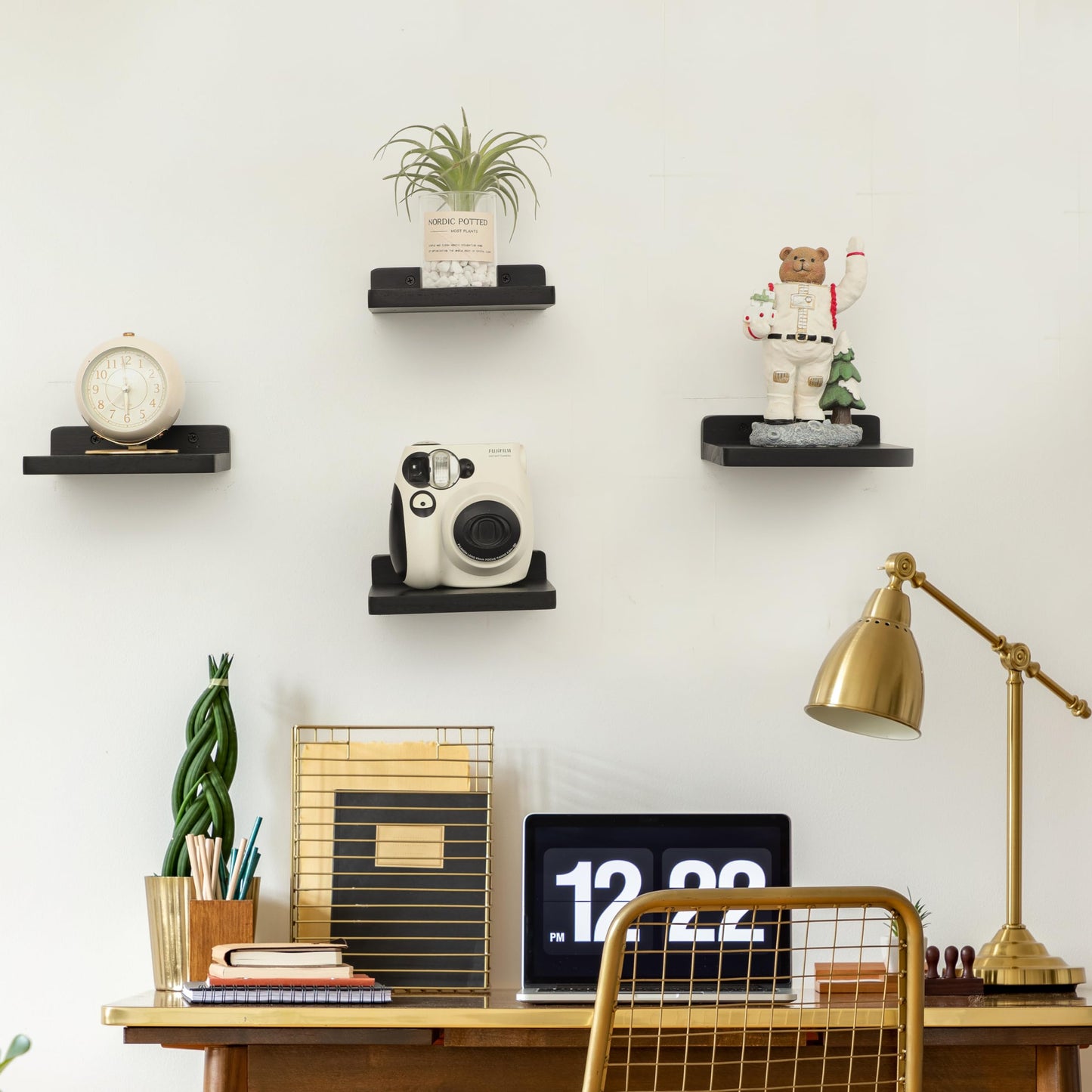 Small Floating Shelves 8-Pack, 4"x4", Rustic White