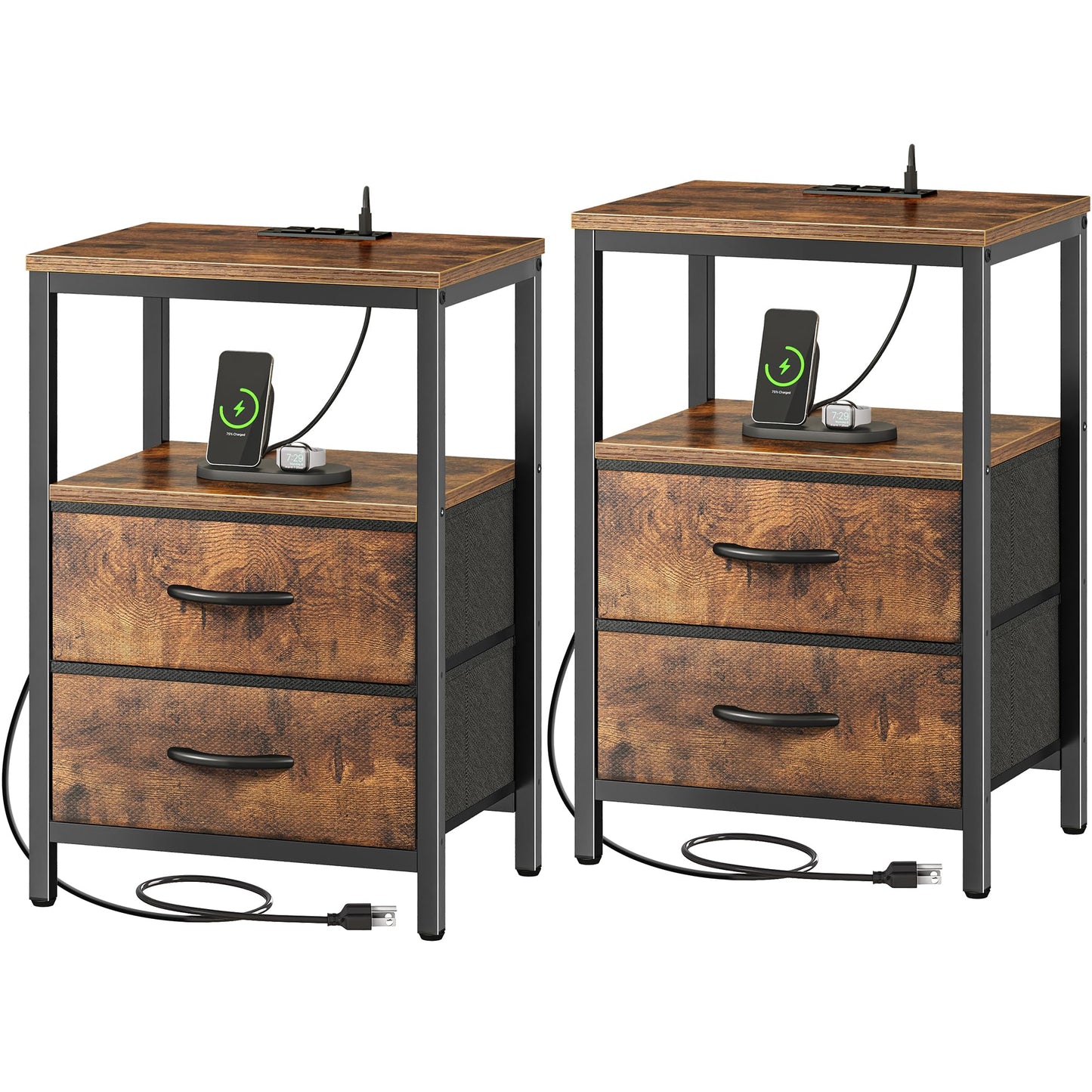 Huuger Nightstand – Rustic Brown/Black