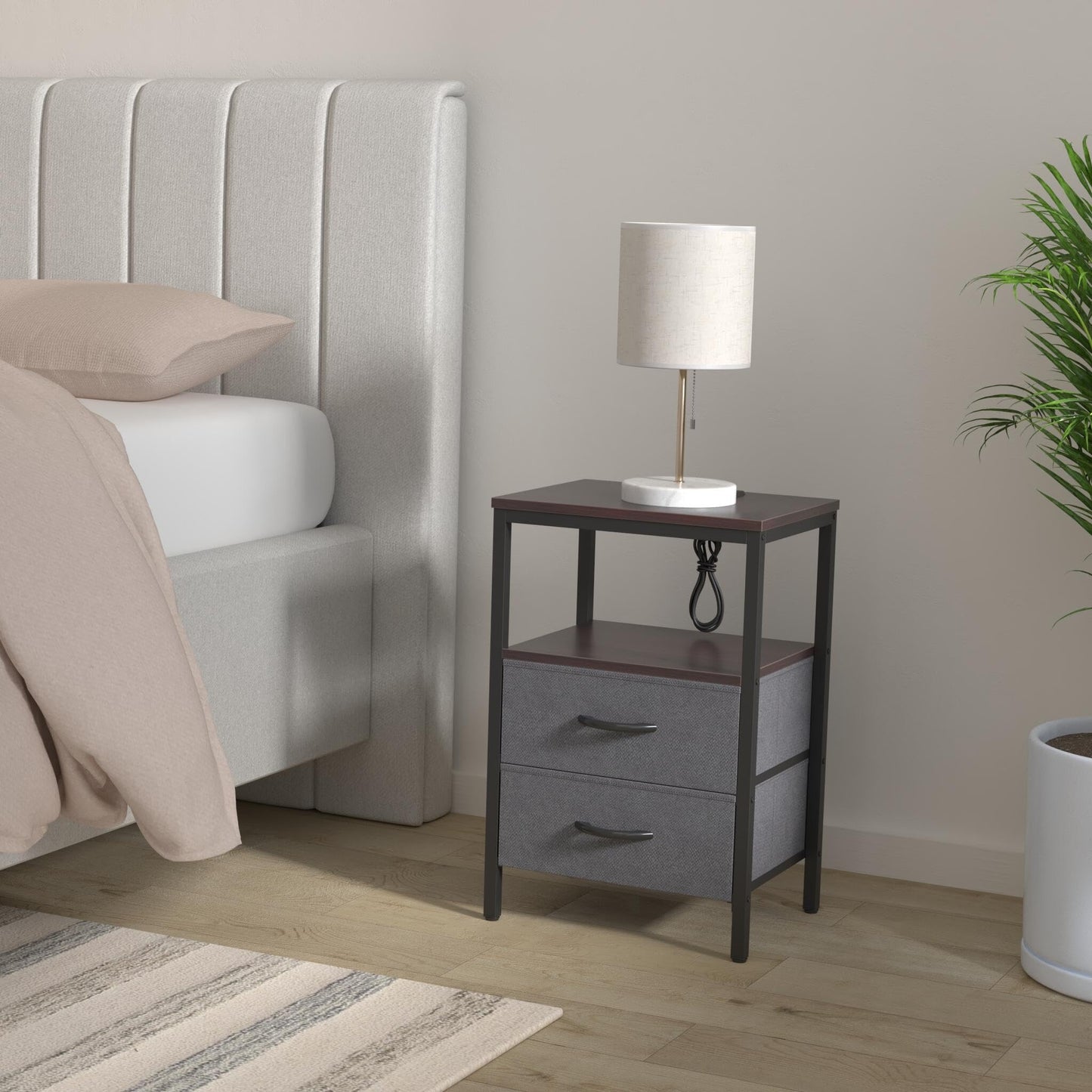 Huuger Nightstand – Rustic Brown/Black
