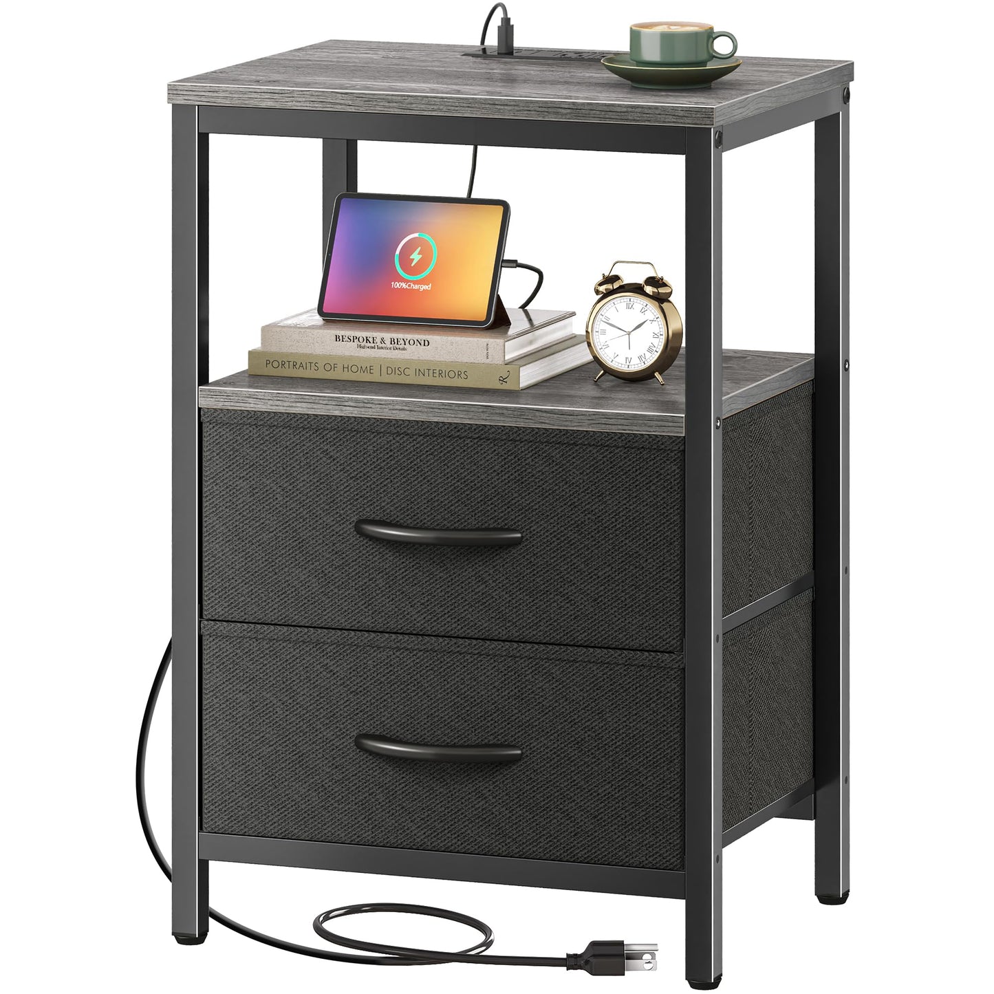 Huuger Nightstand – Rustic Brown/Black