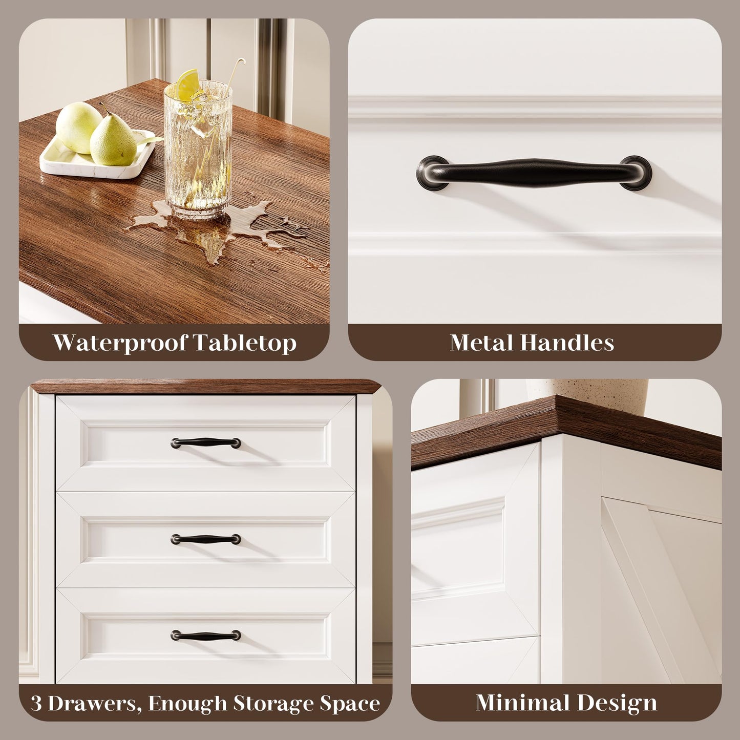 Farmhouse Nightstand – 3 Drawers