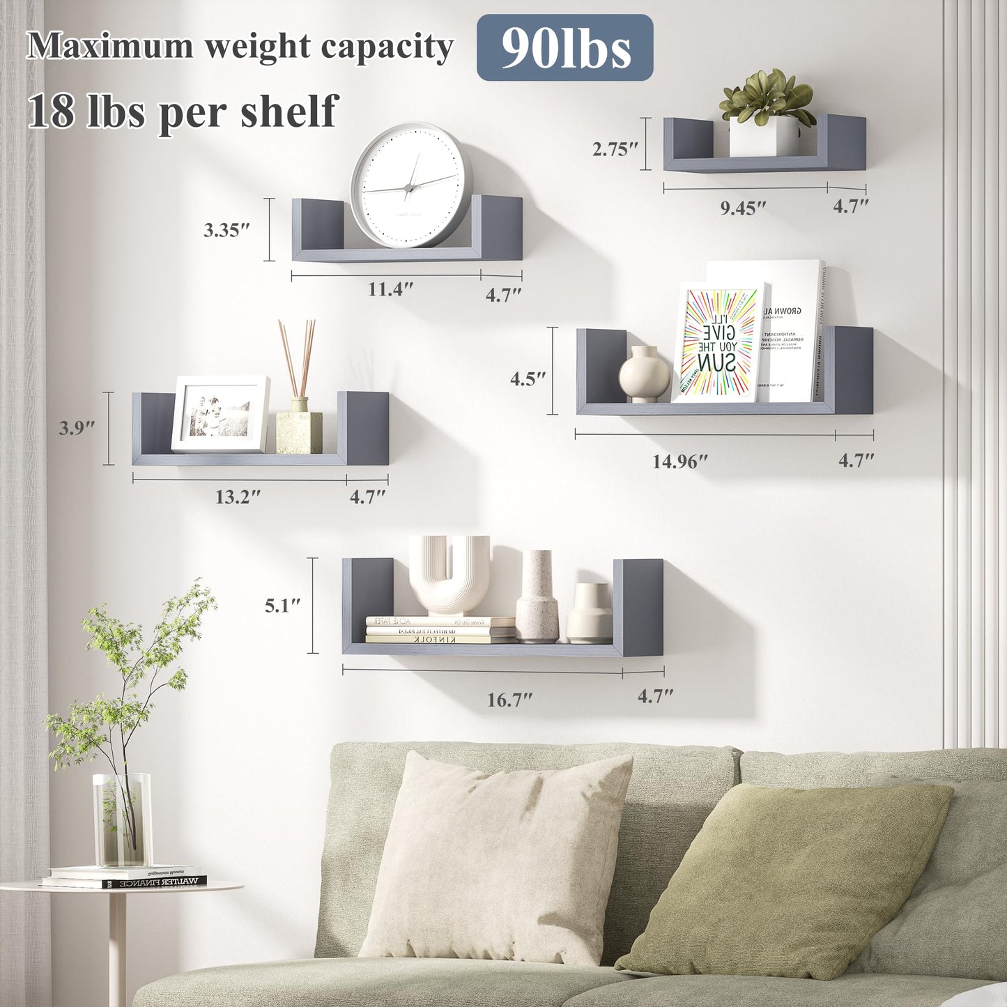 SRIWATANA Floating Shelves 5-Pack