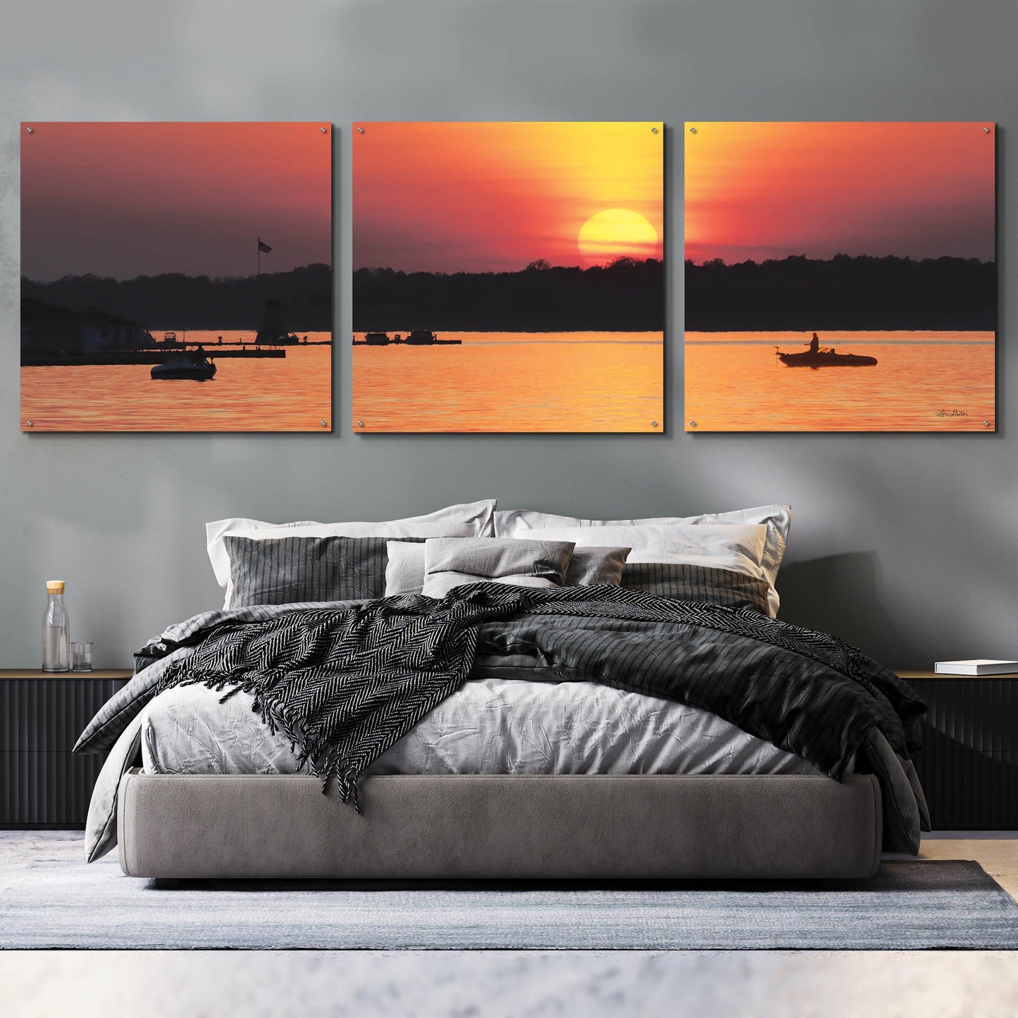 Epic Art 'River Sunset' 3-Piece Wall Art