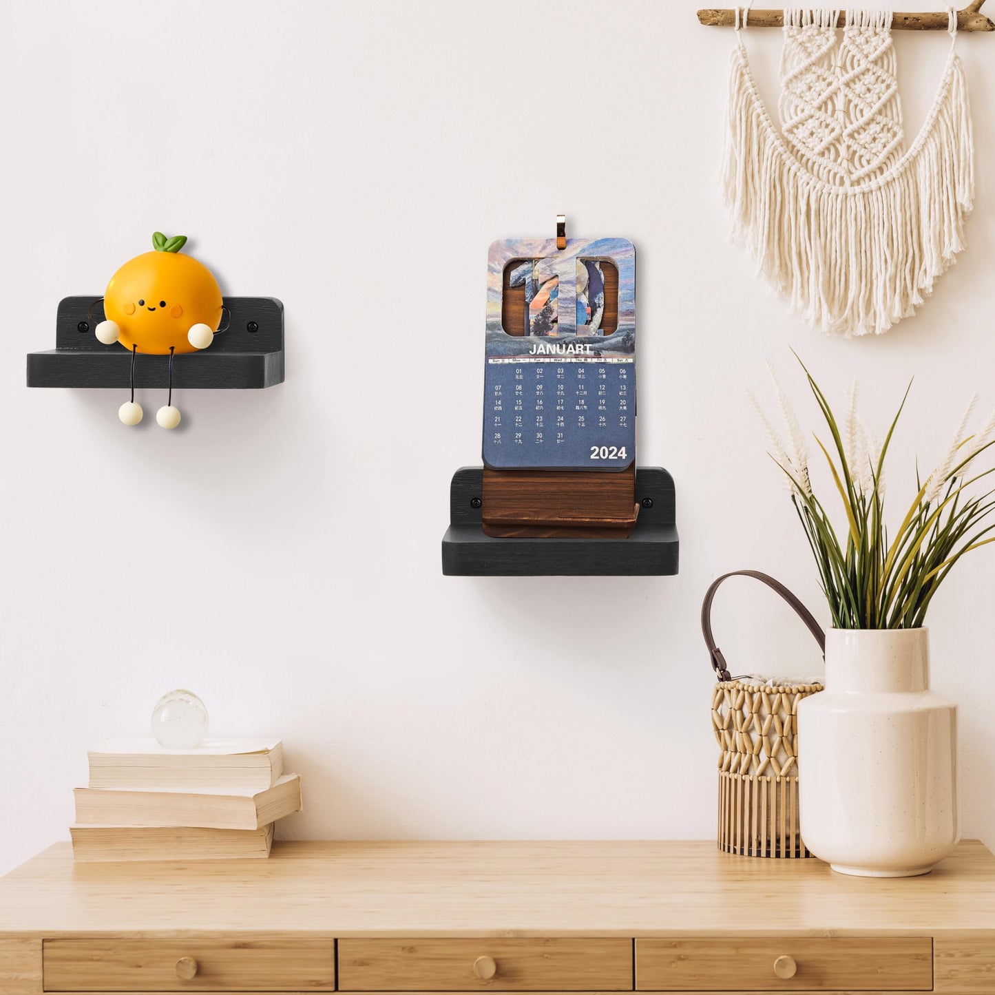 Small Floating Shelves 8-Pack, 4"x4", Rustic White
