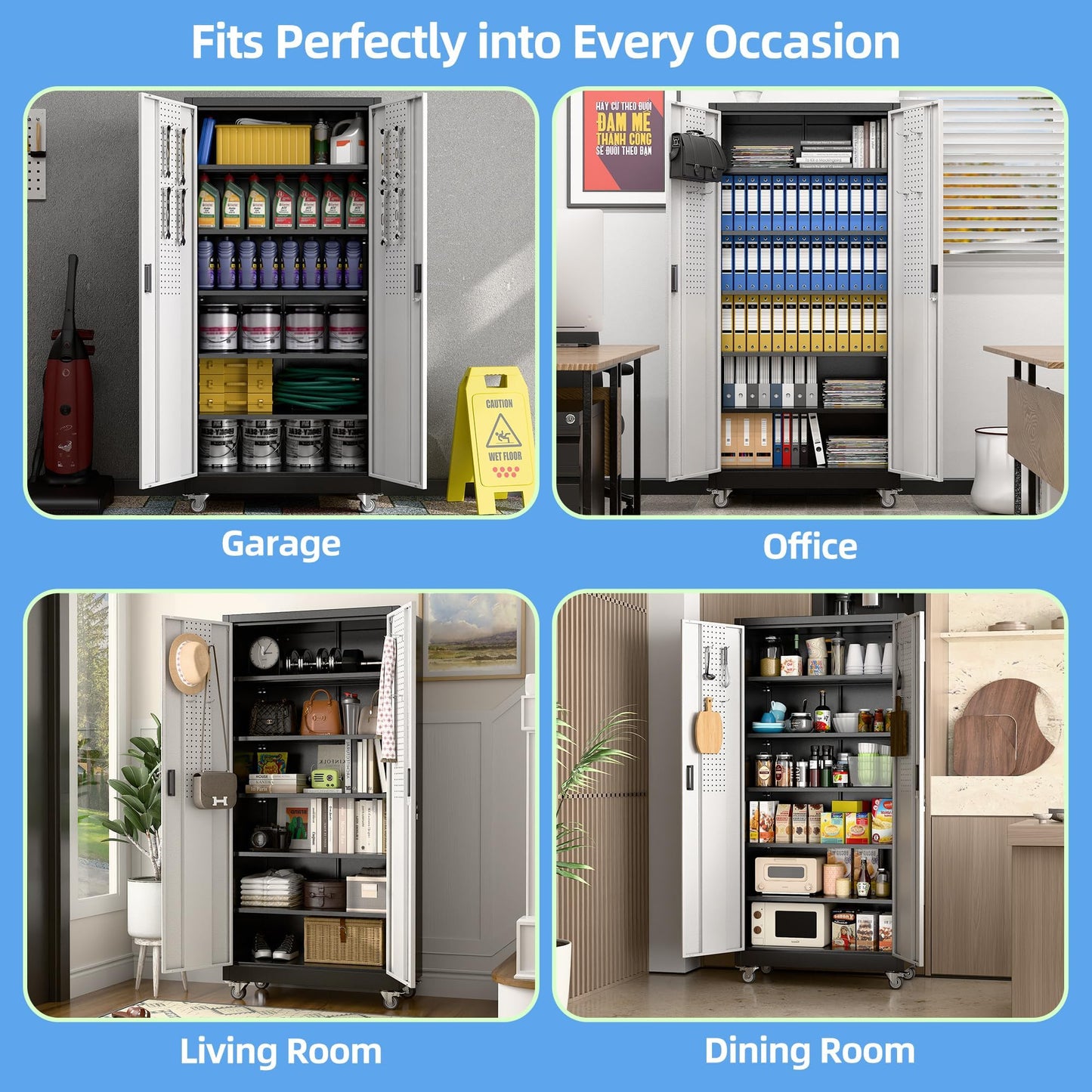 Aobabo Metal Garage Storage Cabinet – Black
