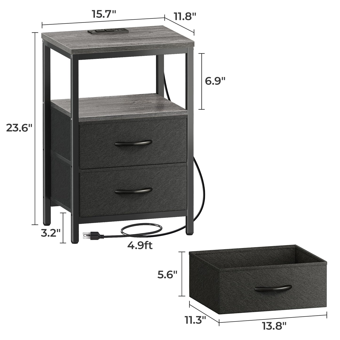 Huuger Nightstand – Rustic Brown/Black