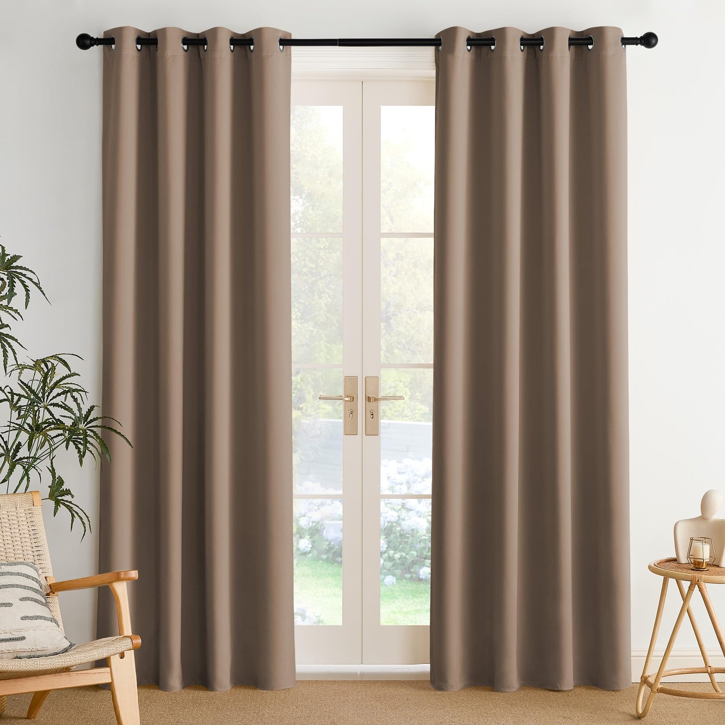 NICETOWN Blackout Curtains – 2 Panels, Grey, 63"