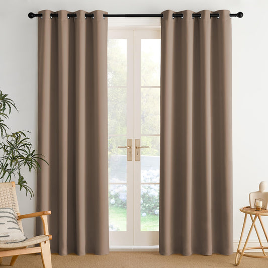 NICETOWN Blackout Curtains – 2 Panels, Grey, 63"
