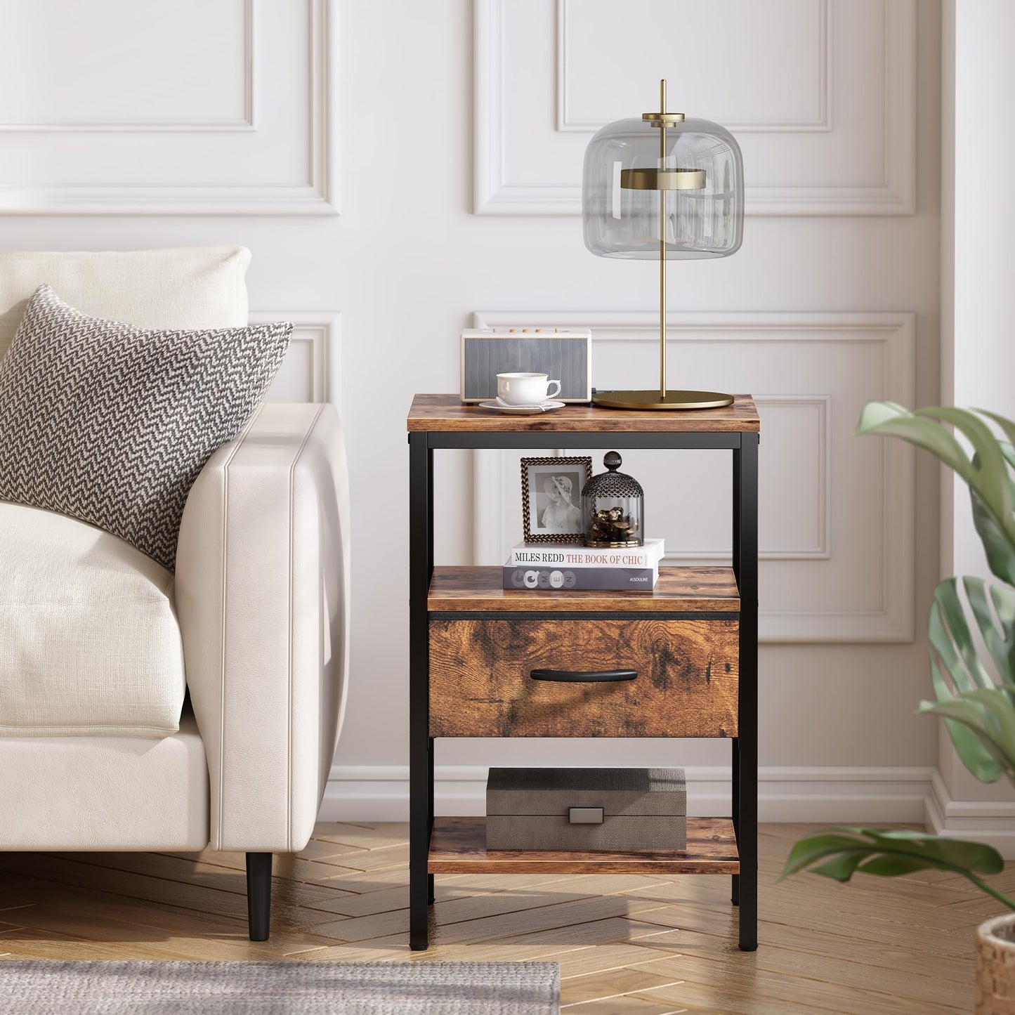 SUPERJARE Nightstand with Charging Station