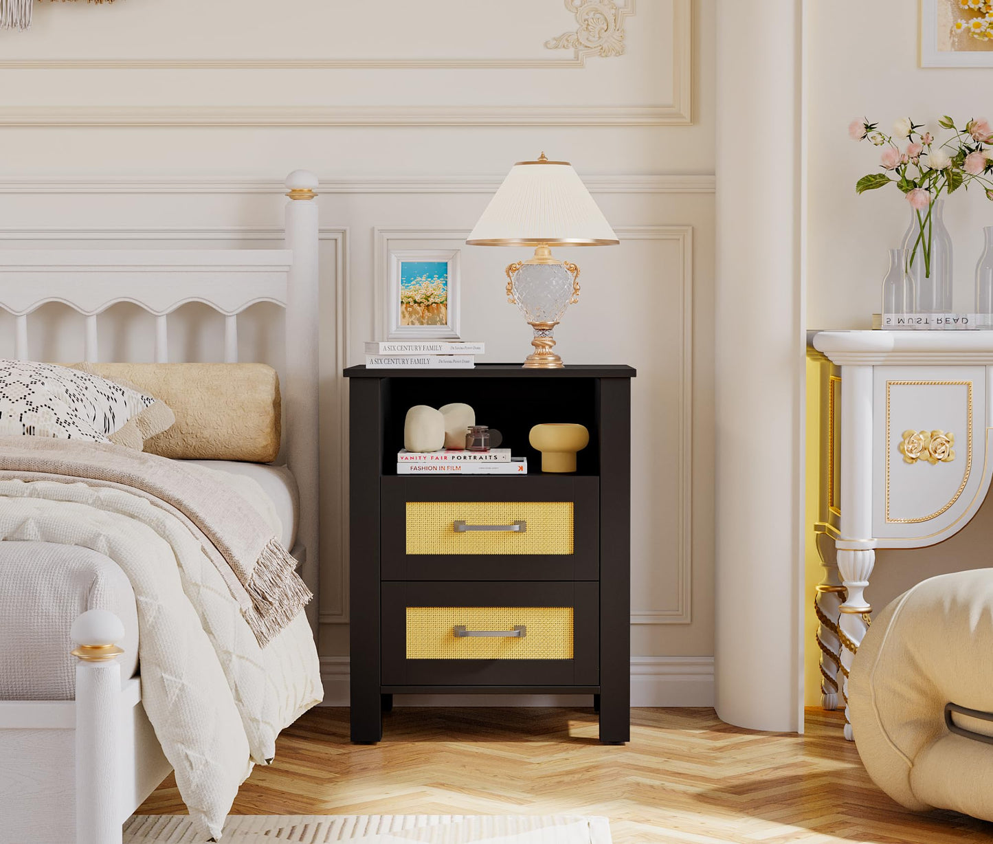 YESHOMY Rattan Nightstands – Set of 2, Natural