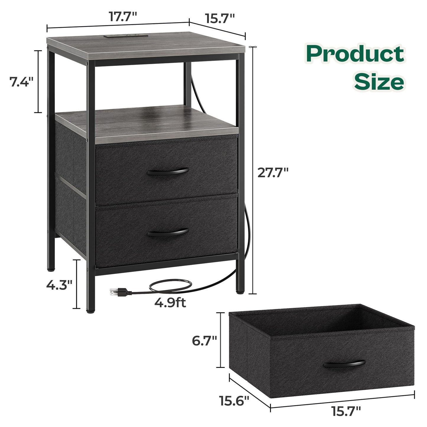 Huuger Nightstand – Rustic Brown/Black