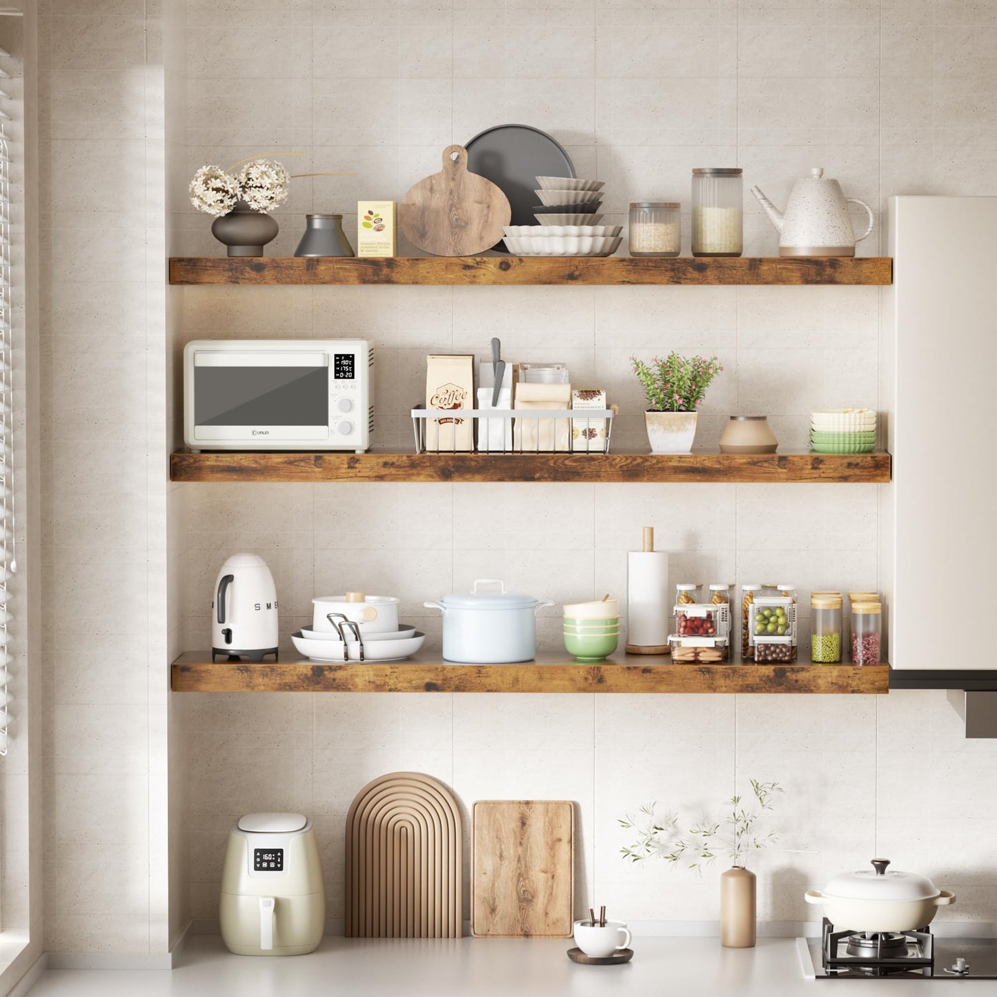 Colima 36" Brown Floating Shelves, 3-Pack