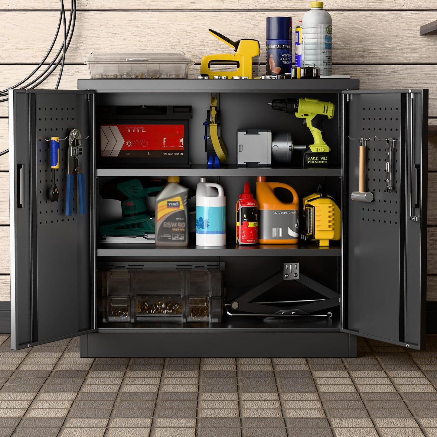 Aobabo Metal Garage Storage Cabinet – Black