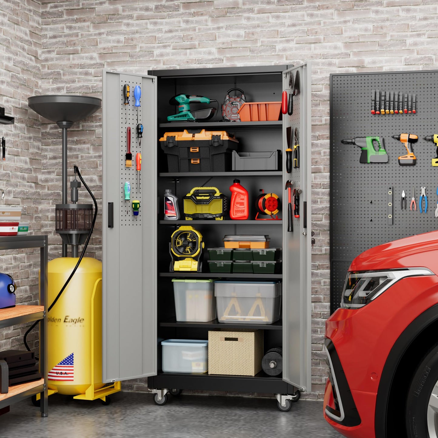 Aobabo Metal Garage Storage Cabinet – Black