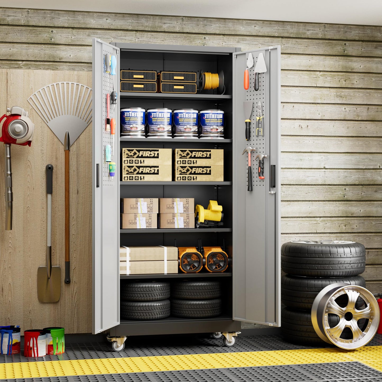 Aobabo Metal Garage Storage Cabinet – Black