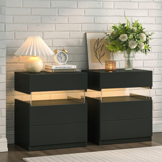 White LED Nightstand Set – 2 Pack