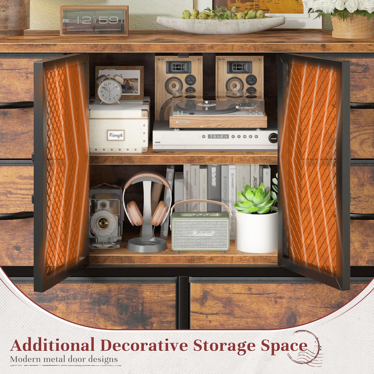 10-Drawer Rustic Brown Dresser 48.2"x38.1"x11.8"