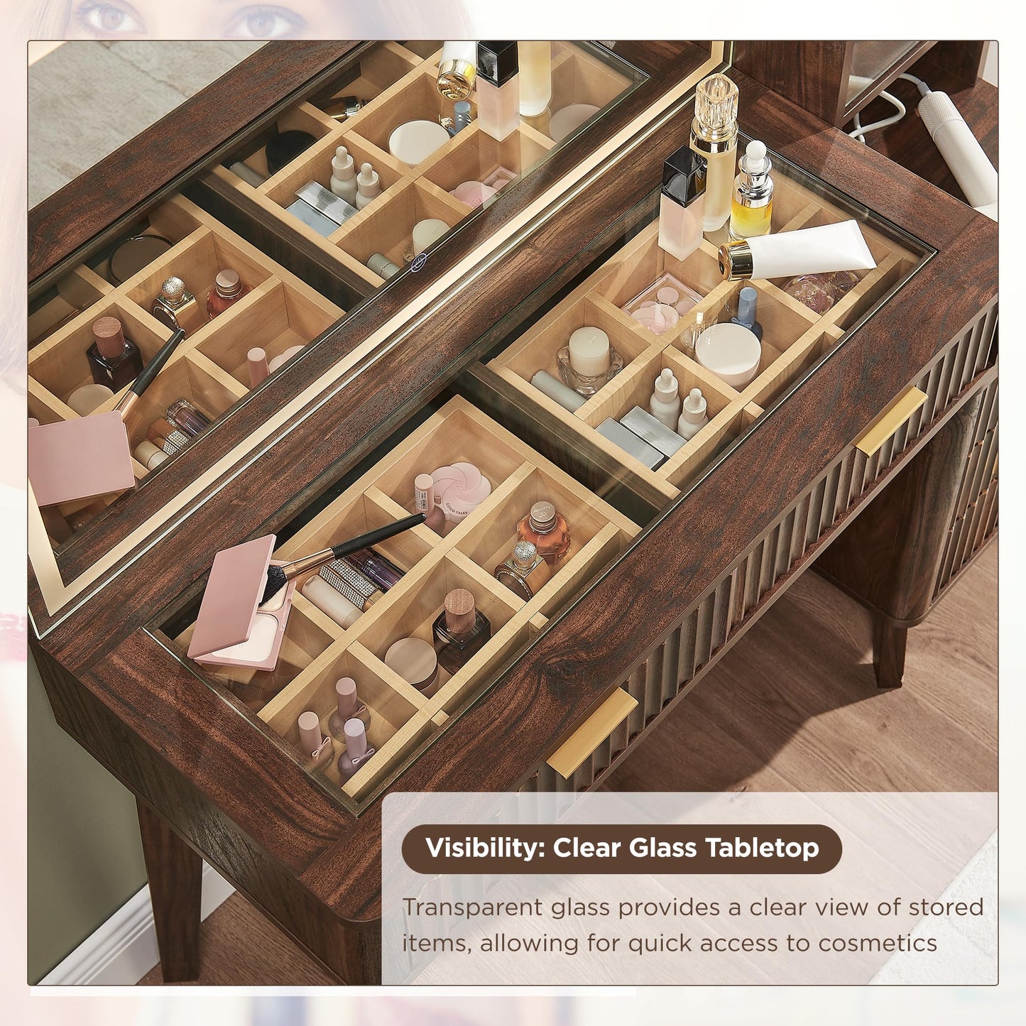 T4TREAM 48" Fluted Makeup Vanity Desk – Oak