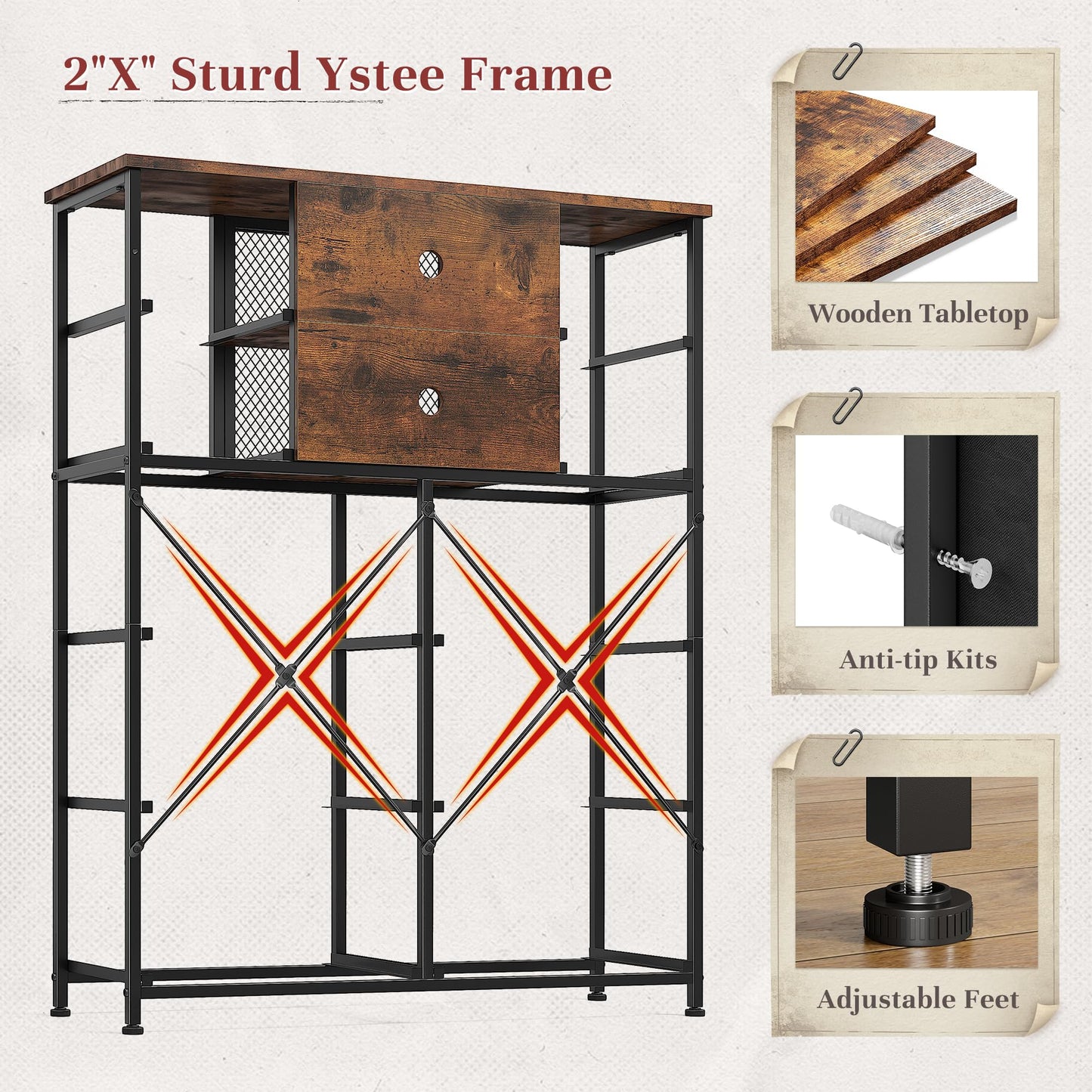 10-Drawer Rustic Brown Dresser 48.2"x38.1"x11.8"