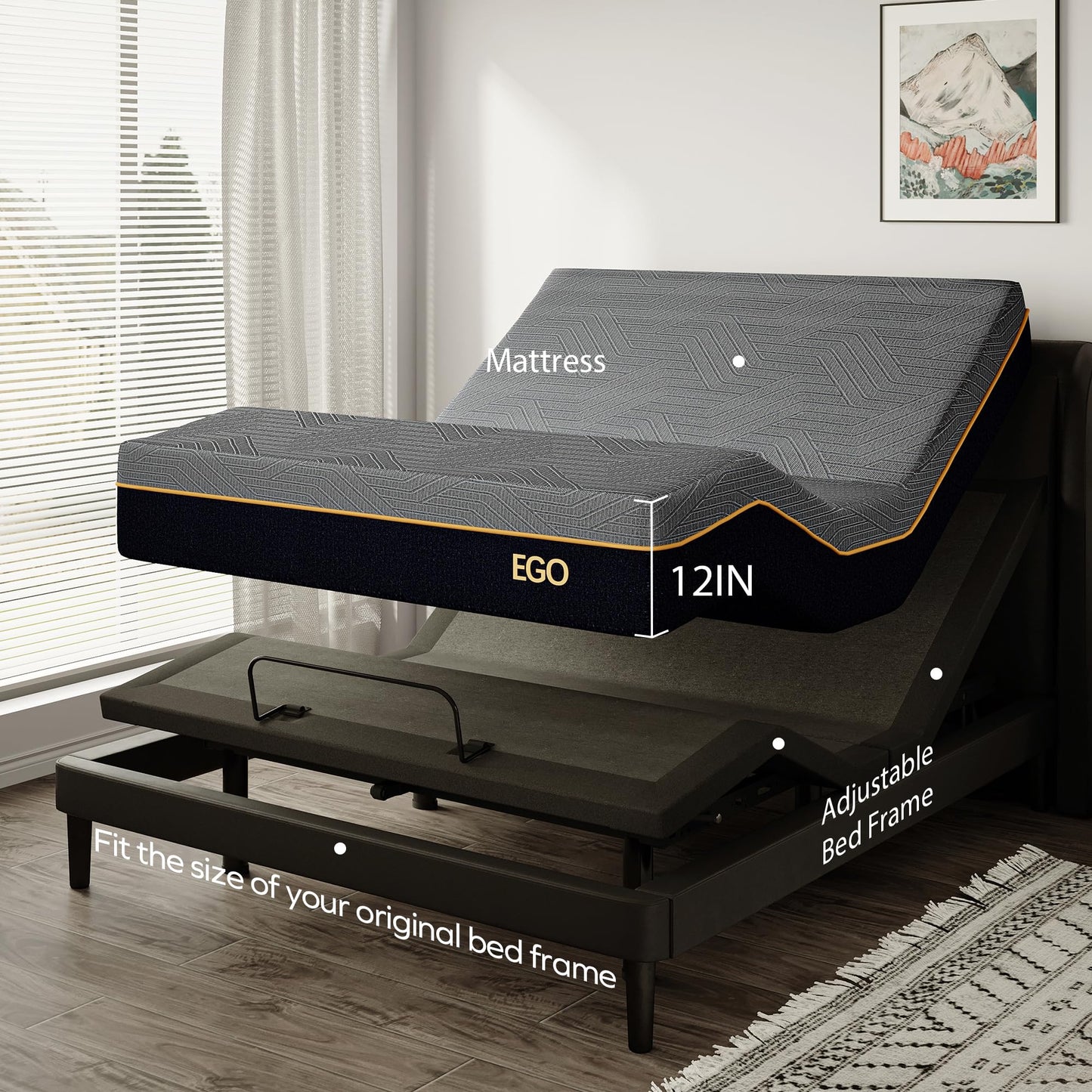 Split King Adjustable Bed with Mattress