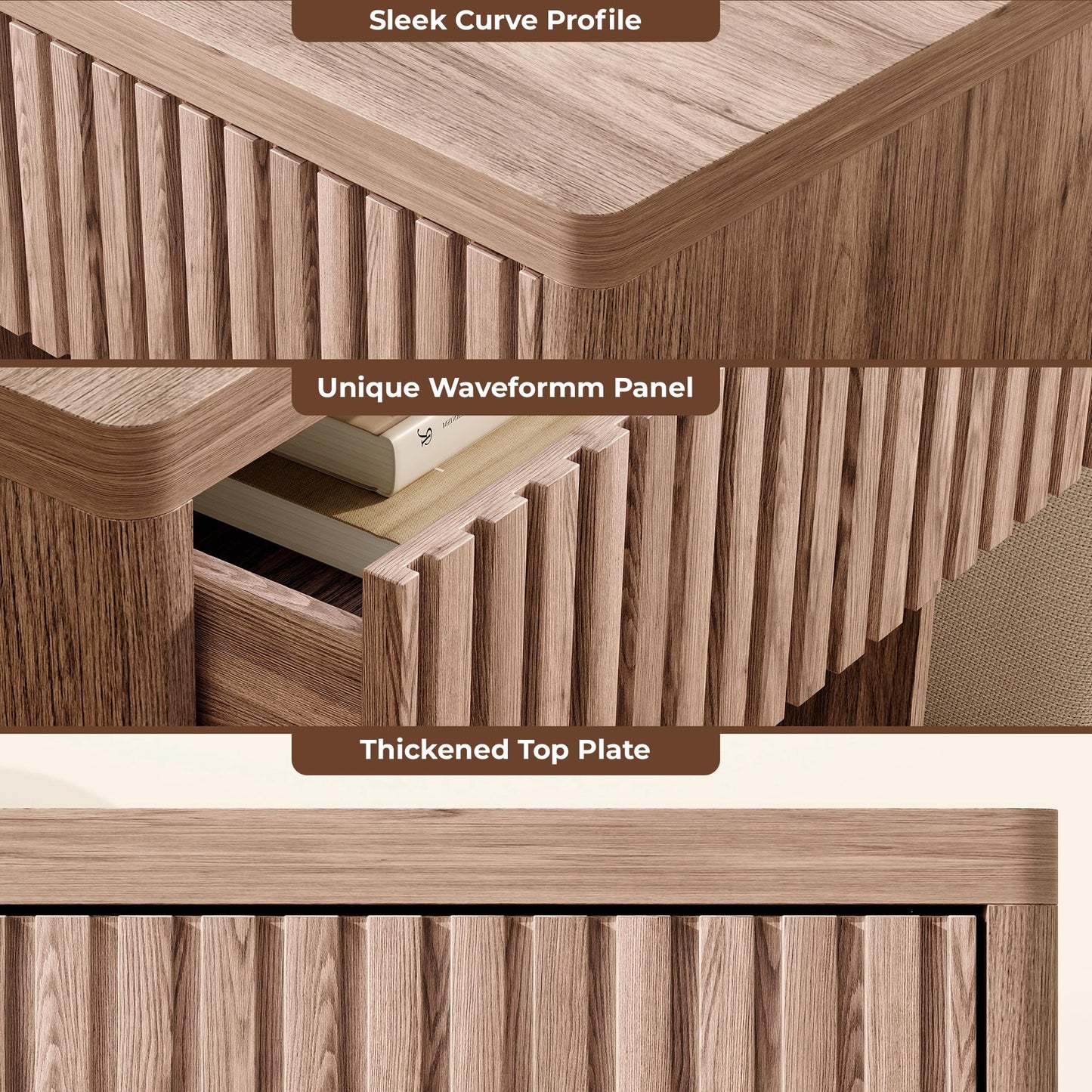 Farmhouse Nightstand – 3 Drawers