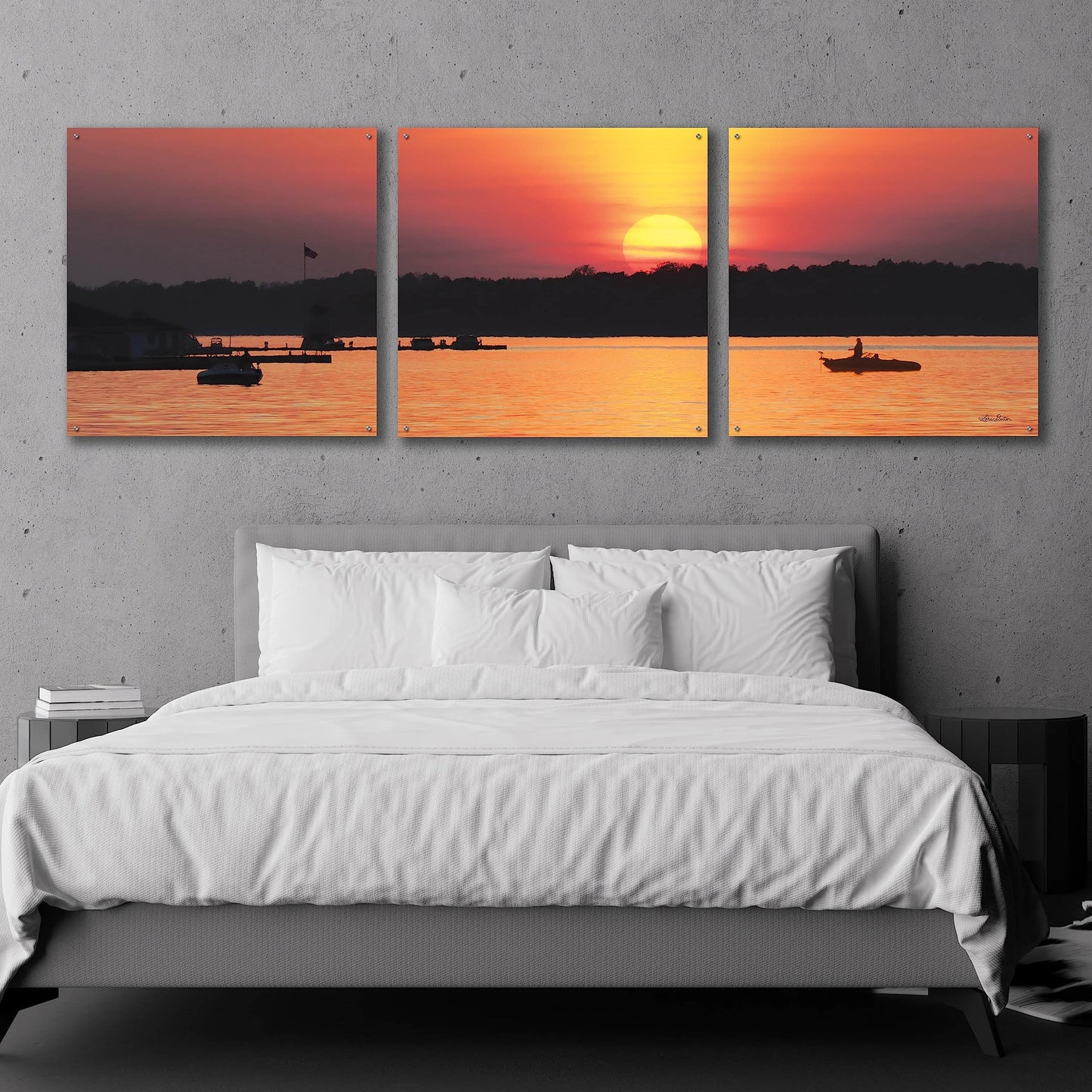 Epic Art 'River Sunset' 3-Piece Wall Art