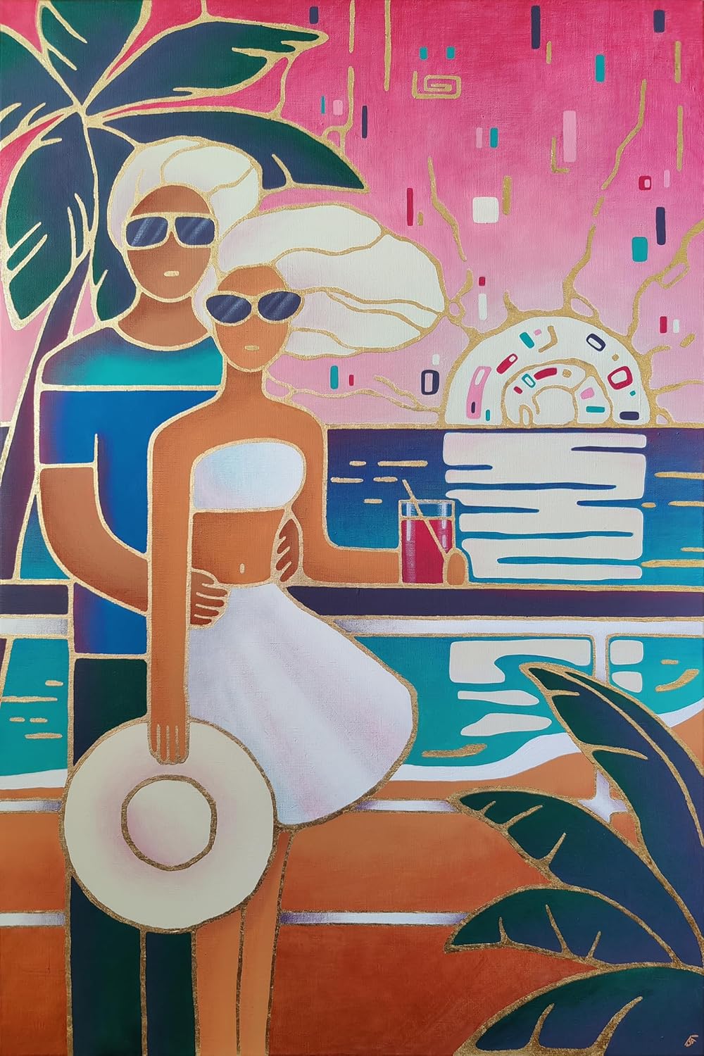 Meeting the Sunset Acrylic Painting 48"x32"