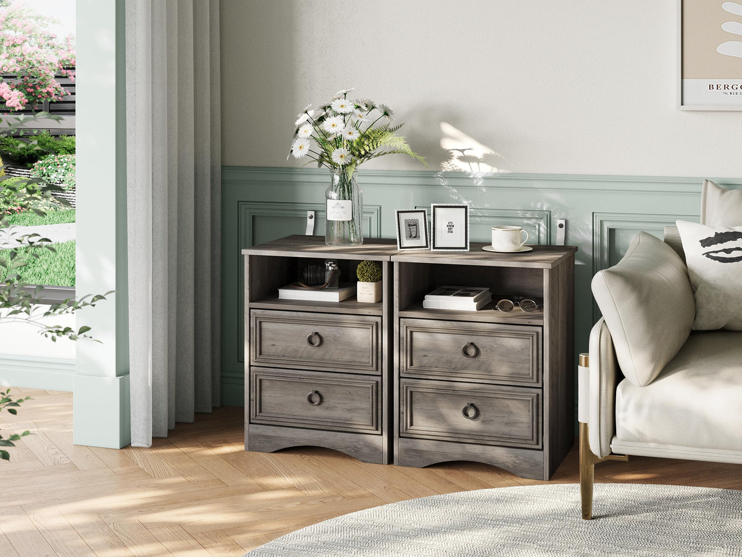 Nightstand Set of 2 – Gray