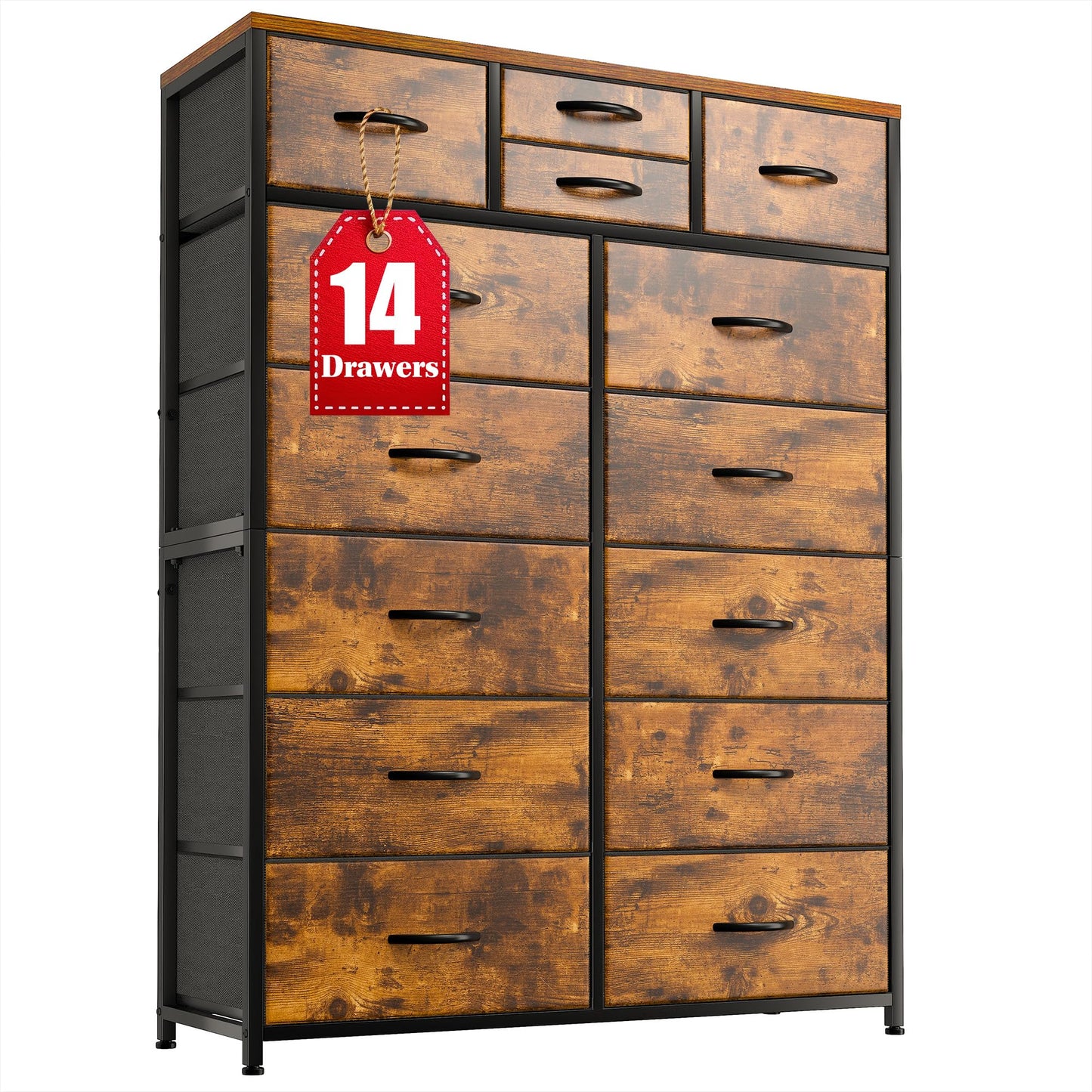14-Drawer Fabric Dresser – Grey