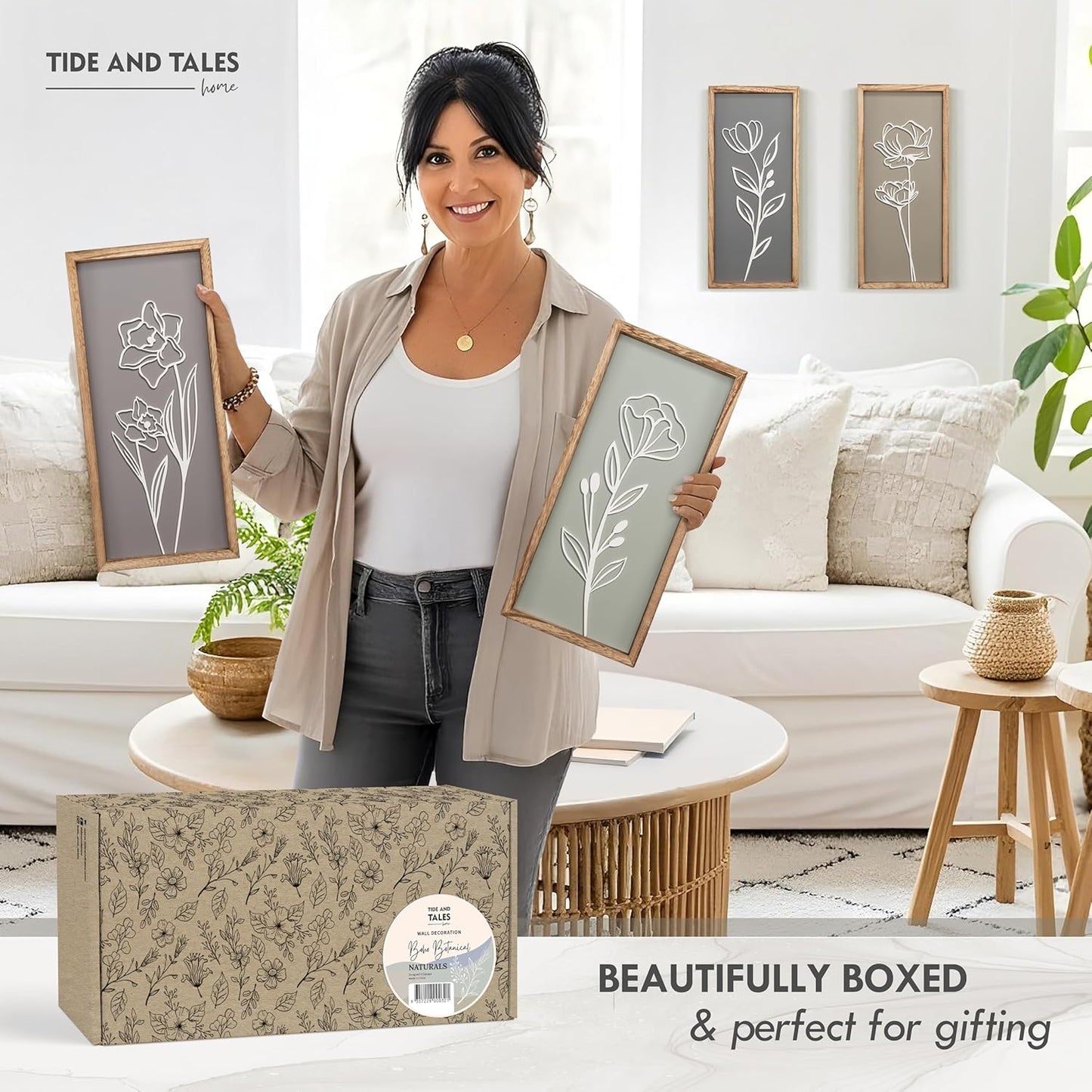 3D Wooden Floral Wall Art Set of 4