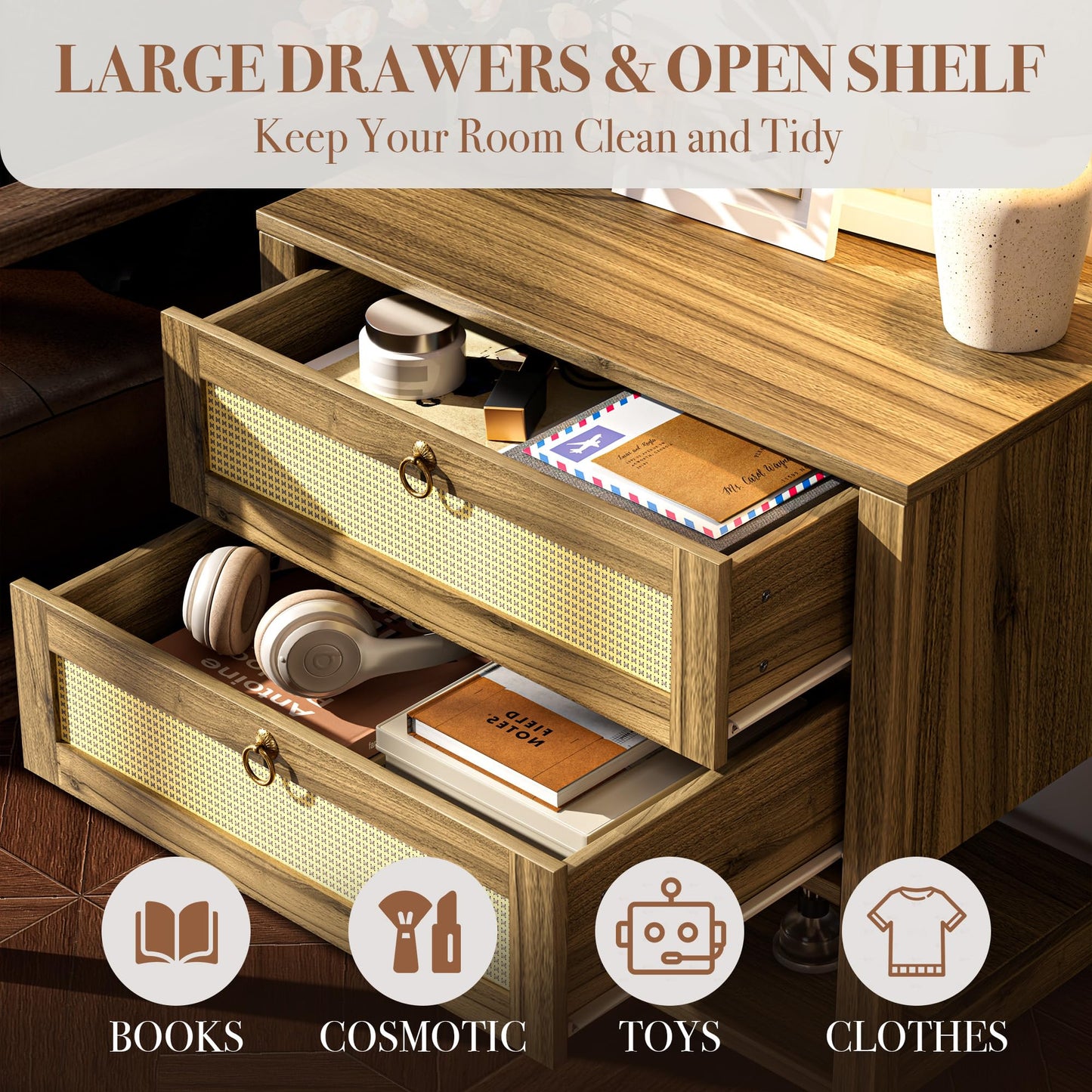 Farmhouse Nightstand – 3 Drawers