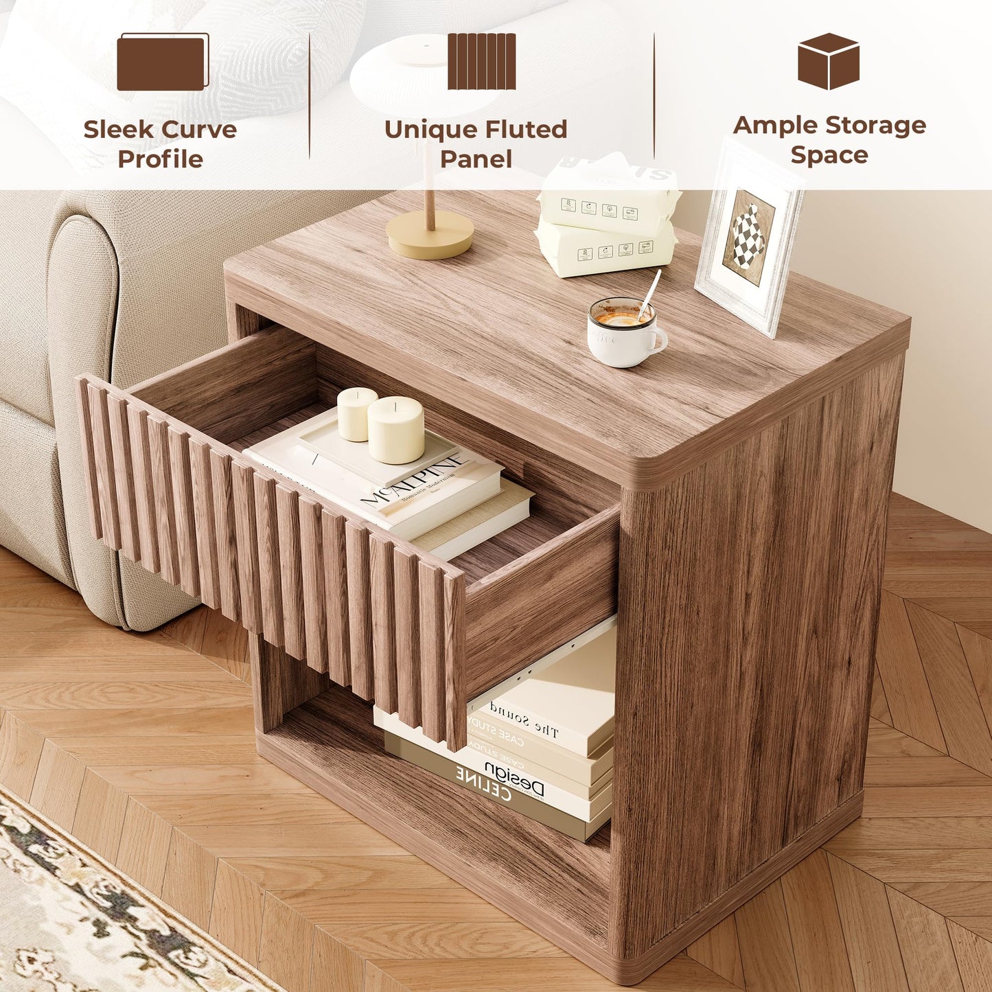 Farmhouse Nightstand – 3 Drawers