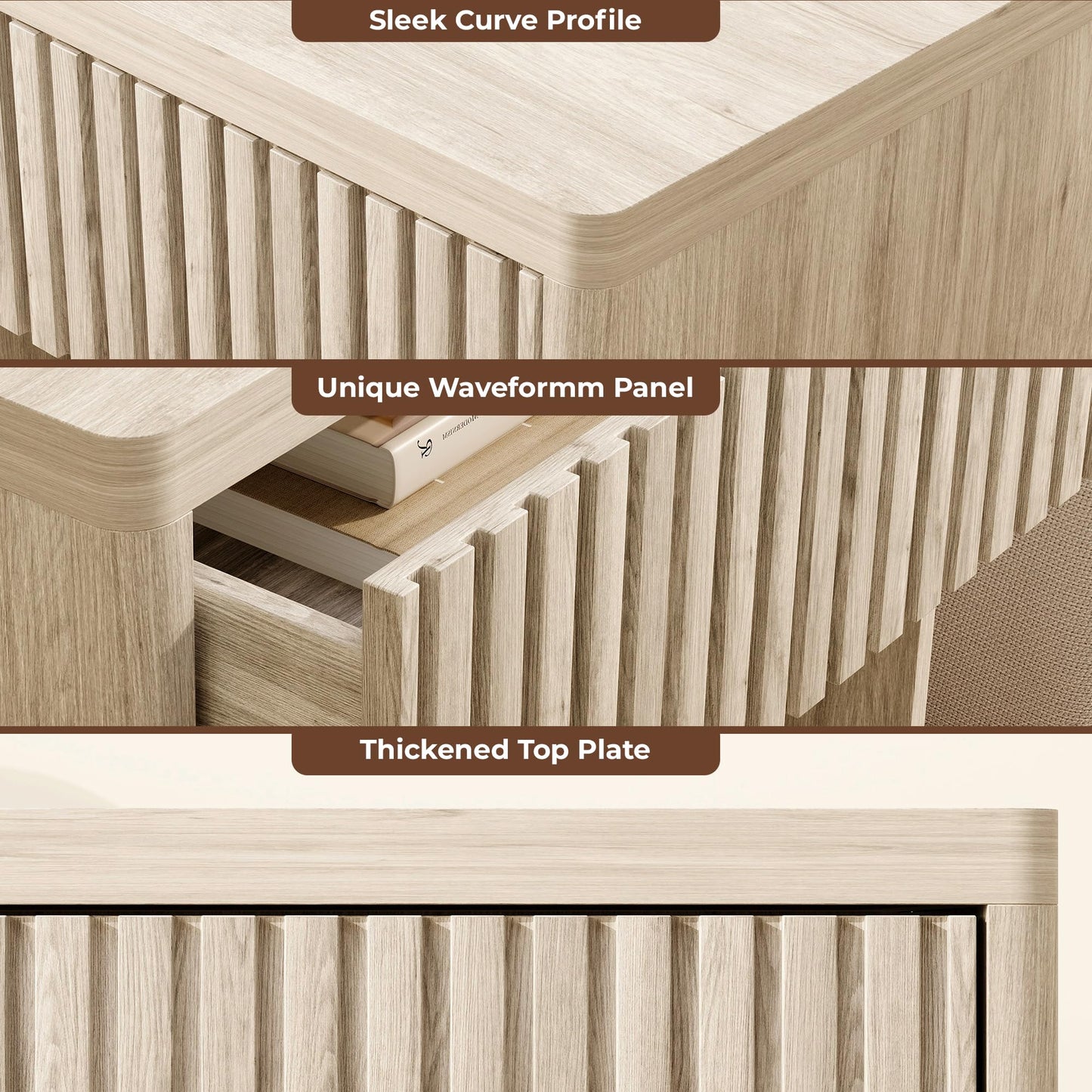 Farmhouse Nightstand – 3 Drawers
