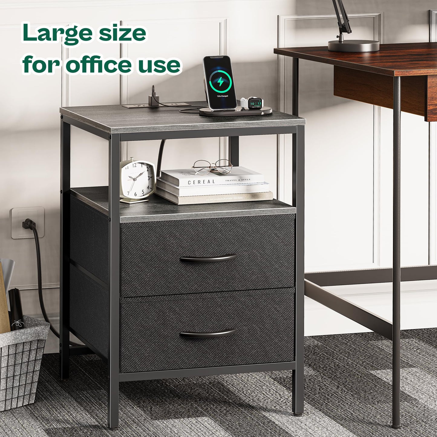 Huuger Nightstand – Rustic Brown/Black