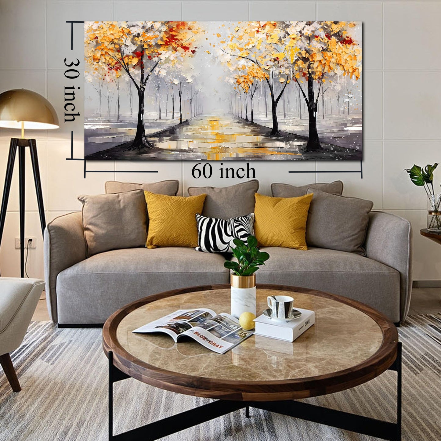 Ginkgo Tree Canvas Wall Art 48"x24"
