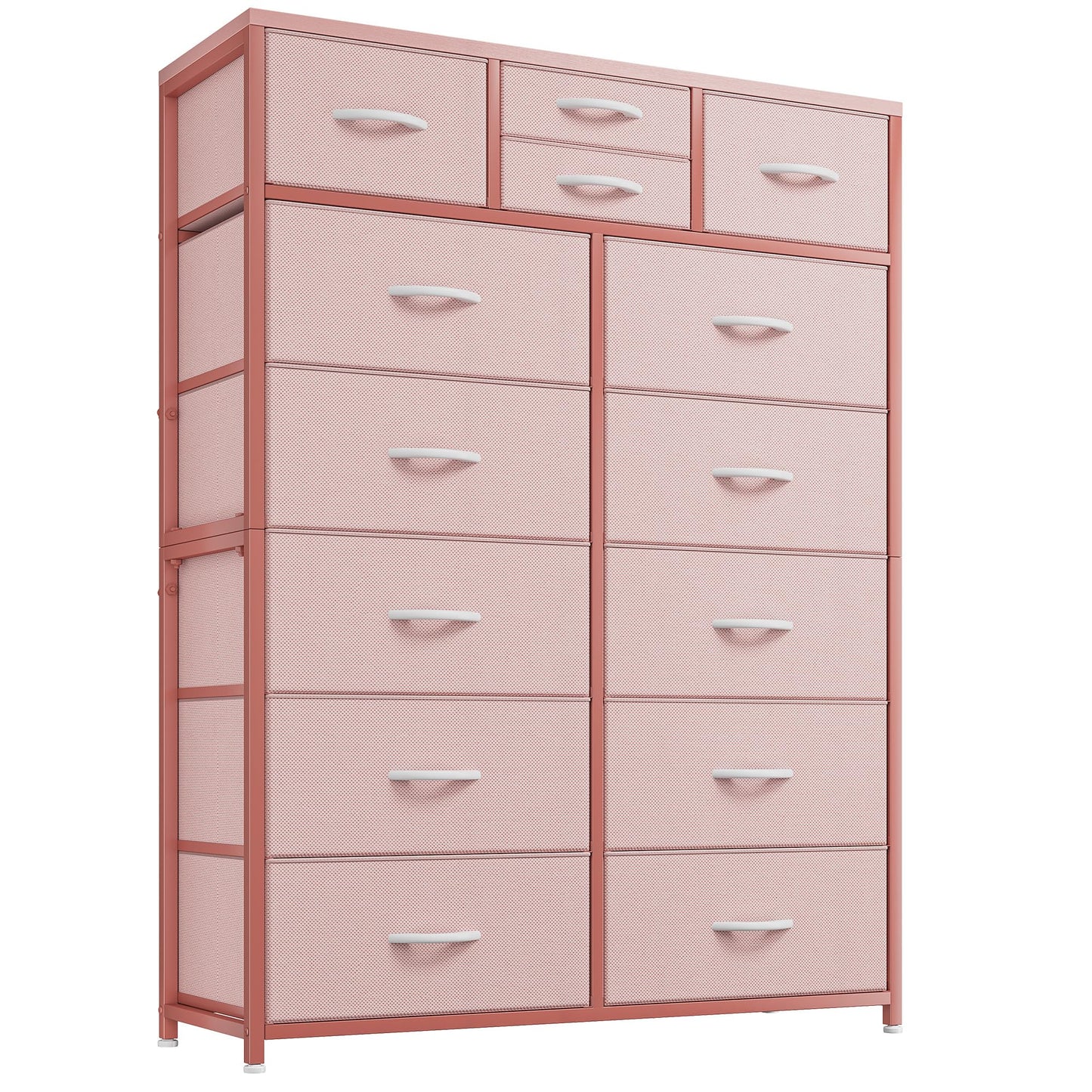 14-Drawer Fabric Dresser – Grey