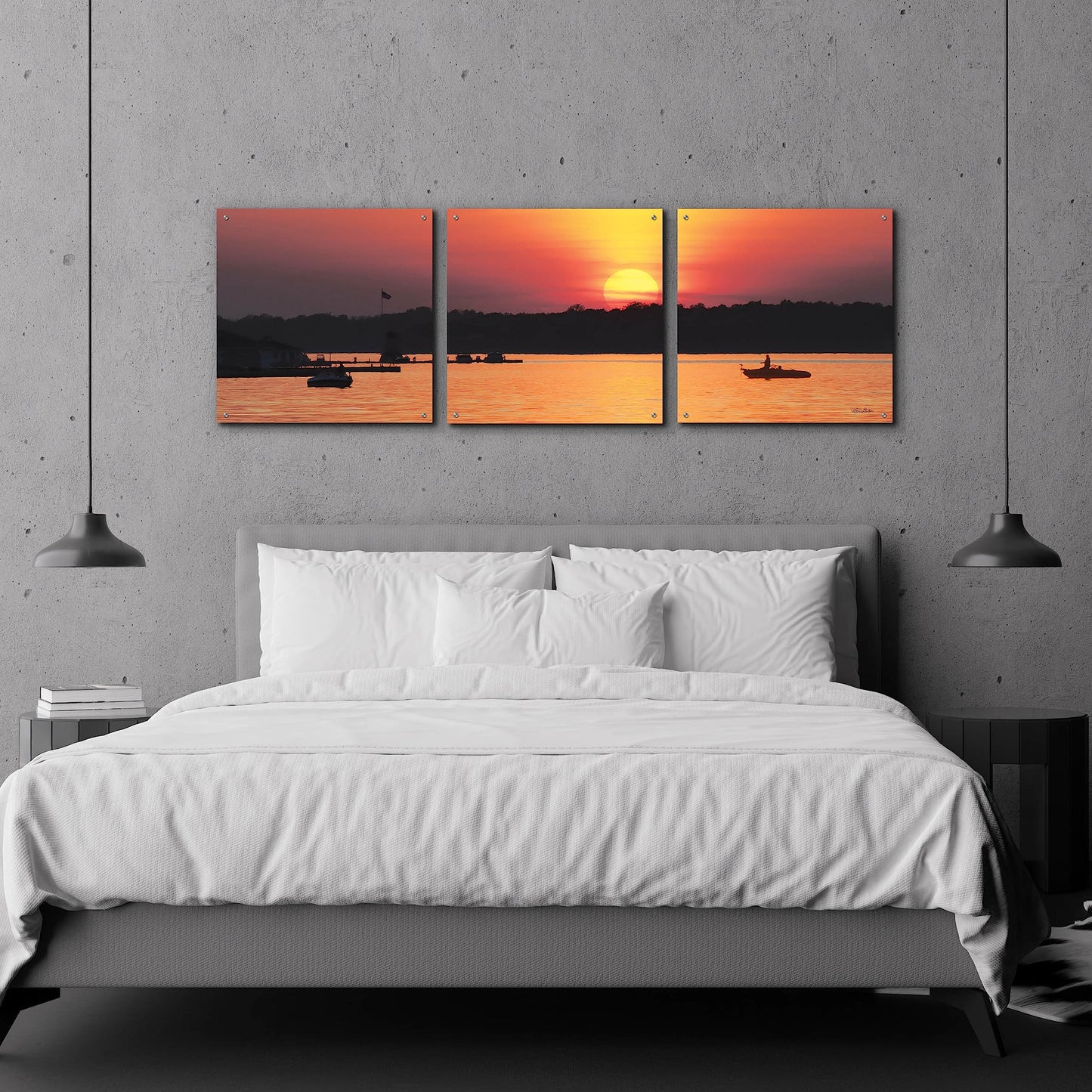 Epic Art 'River Sunset' 3-Piece Wall Art